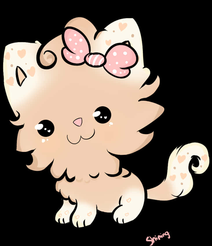 Oulike Kawaii Kat met Strikkie Muurpapier