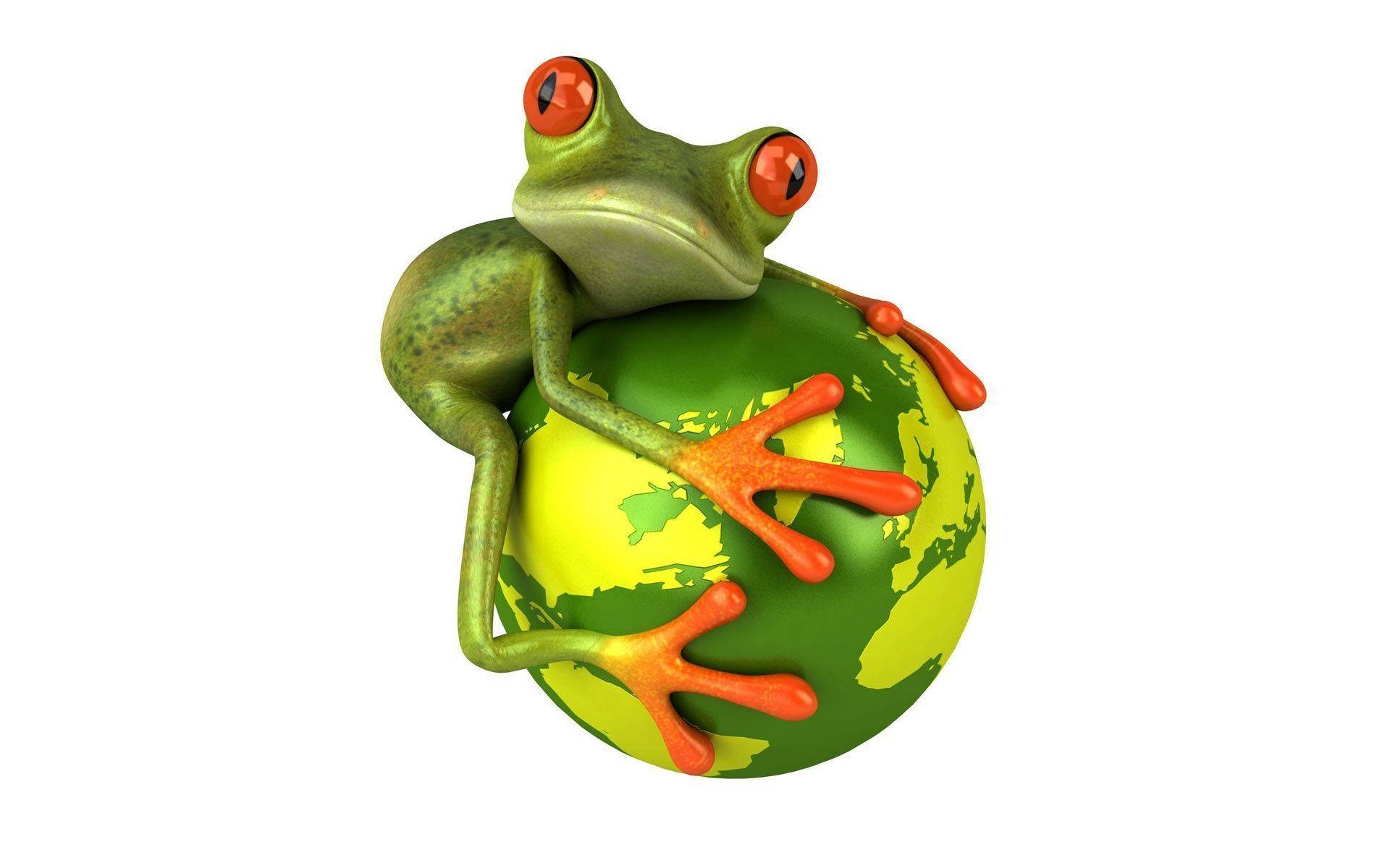 Oulike Kawaii Padda wat 'n Groen Planeet Omhels Muurpapier