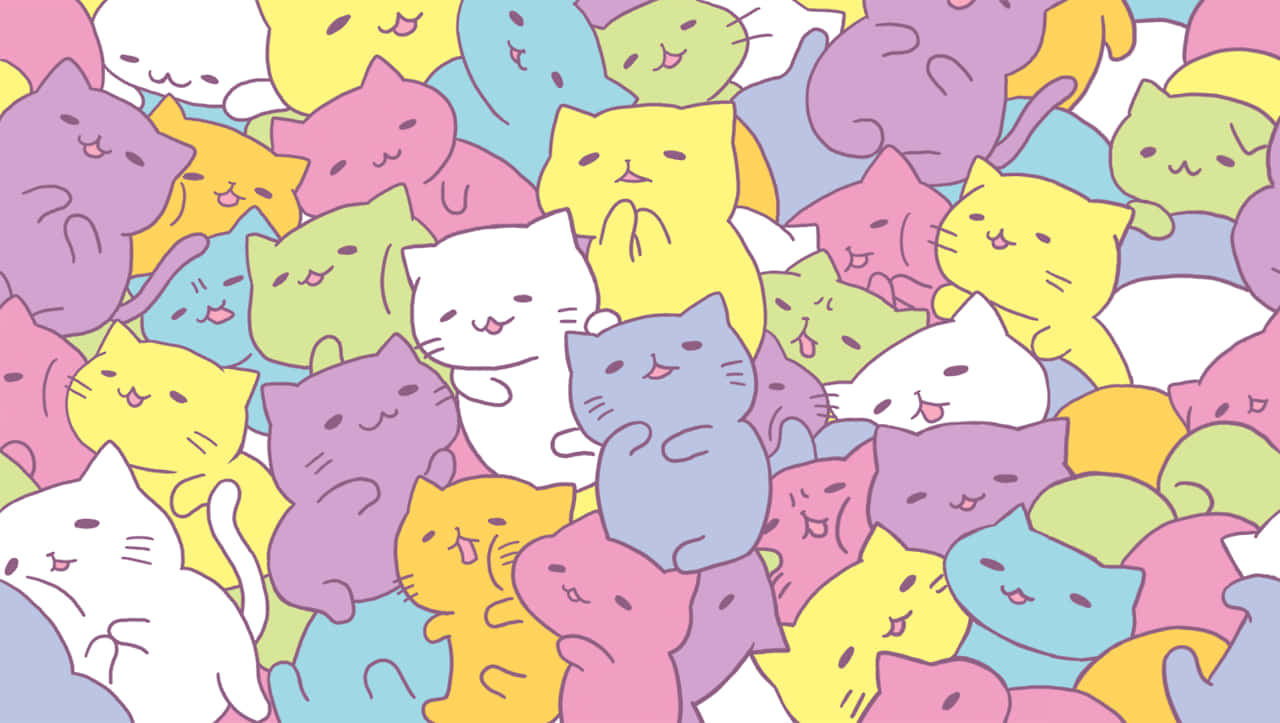 Oulike Kawaii Stapel Katte Muurpapier
