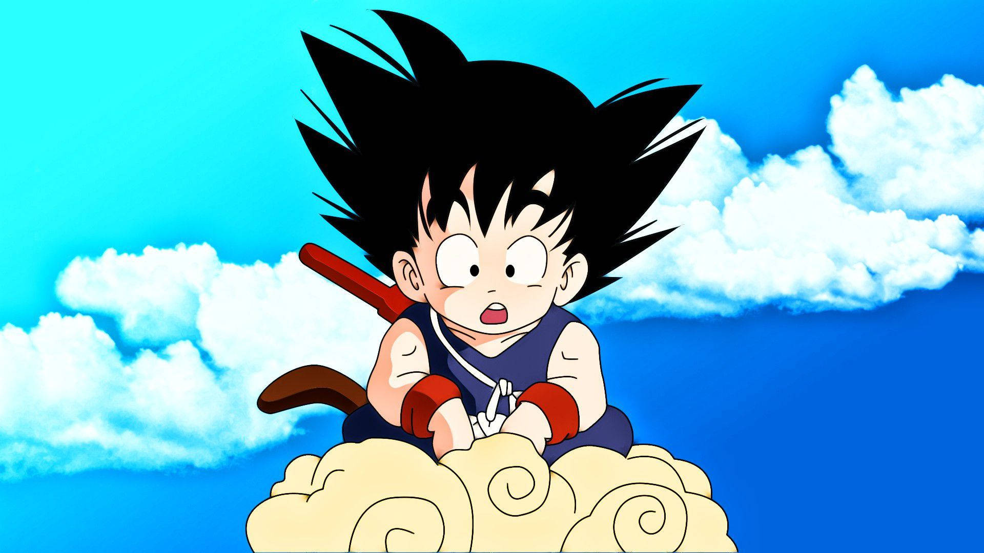 Oulike behangpapier van Kind Goku in die lug.