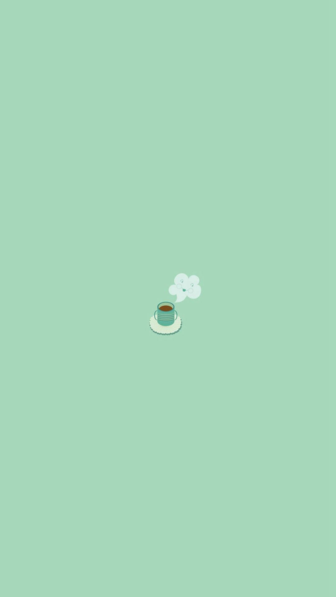 Oulike Koffie Basiese Pastelgroen Muurpapier