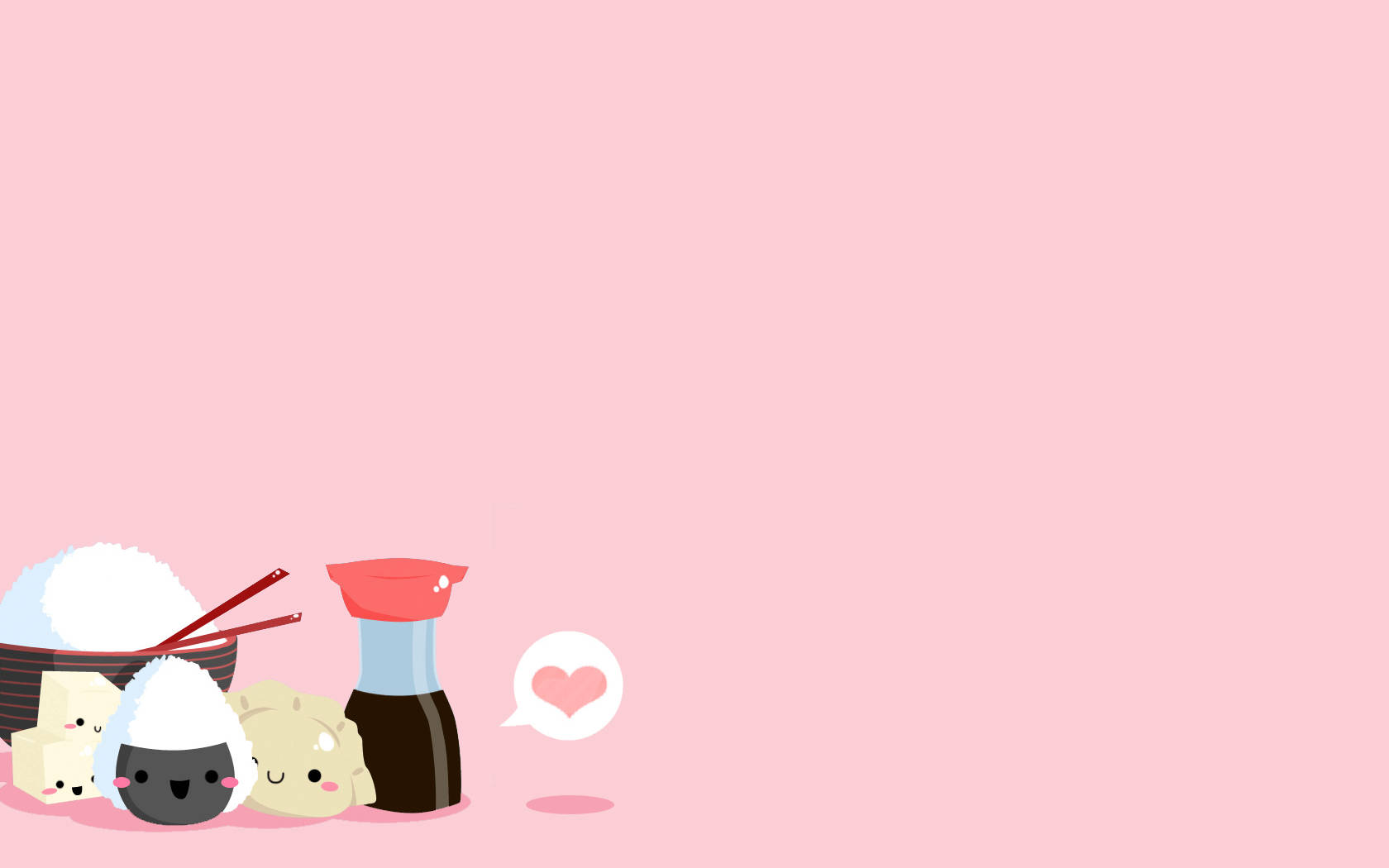 Oulike Kos en Speserye op Kawaii Pienk Agtergrond Muurpapier