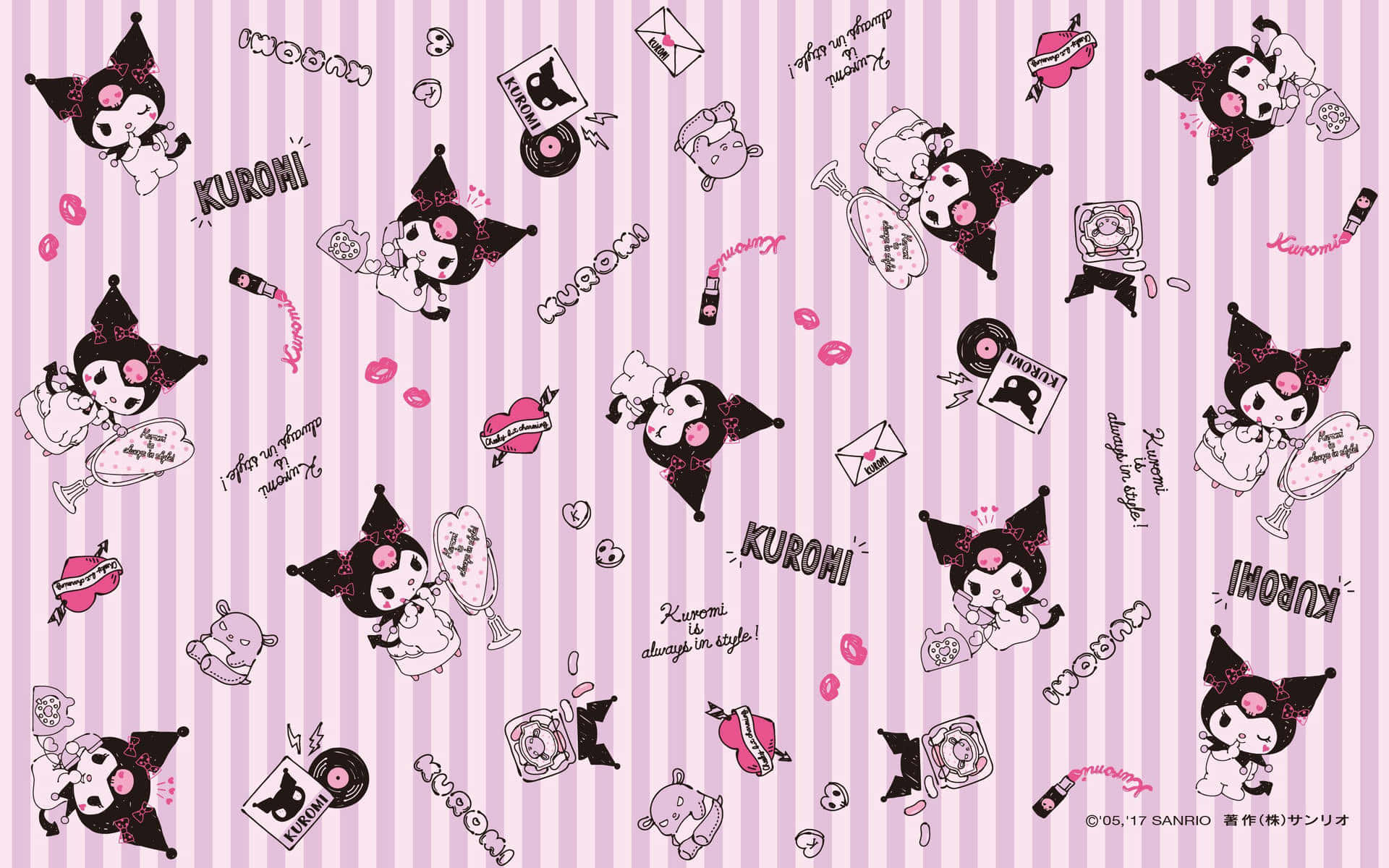 Oulike Kuromi-rekenaarskermtema Muurpapier