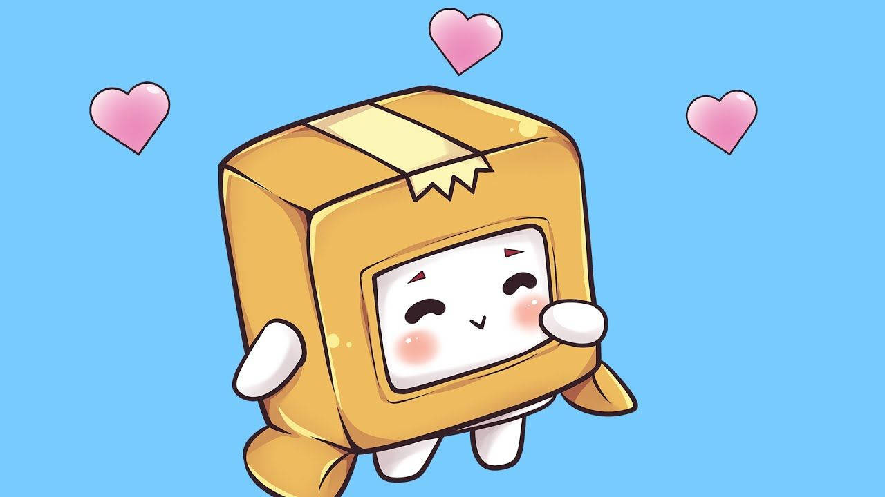 Oulike LankyBox Boxy op Blou Agtergrond Muurpapier