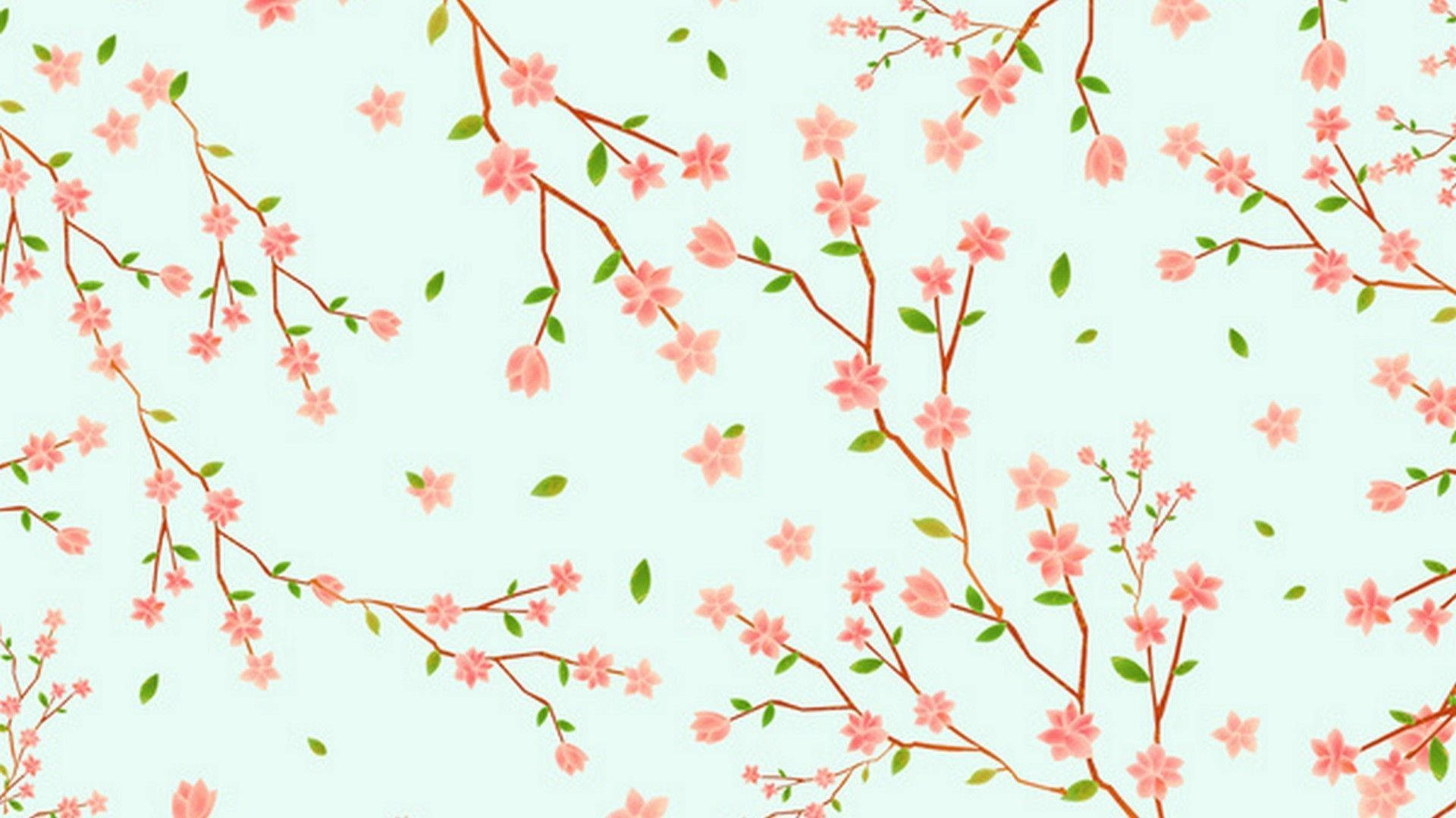 Oulike Lente Digitale Kersiebloeisels Muurpapier