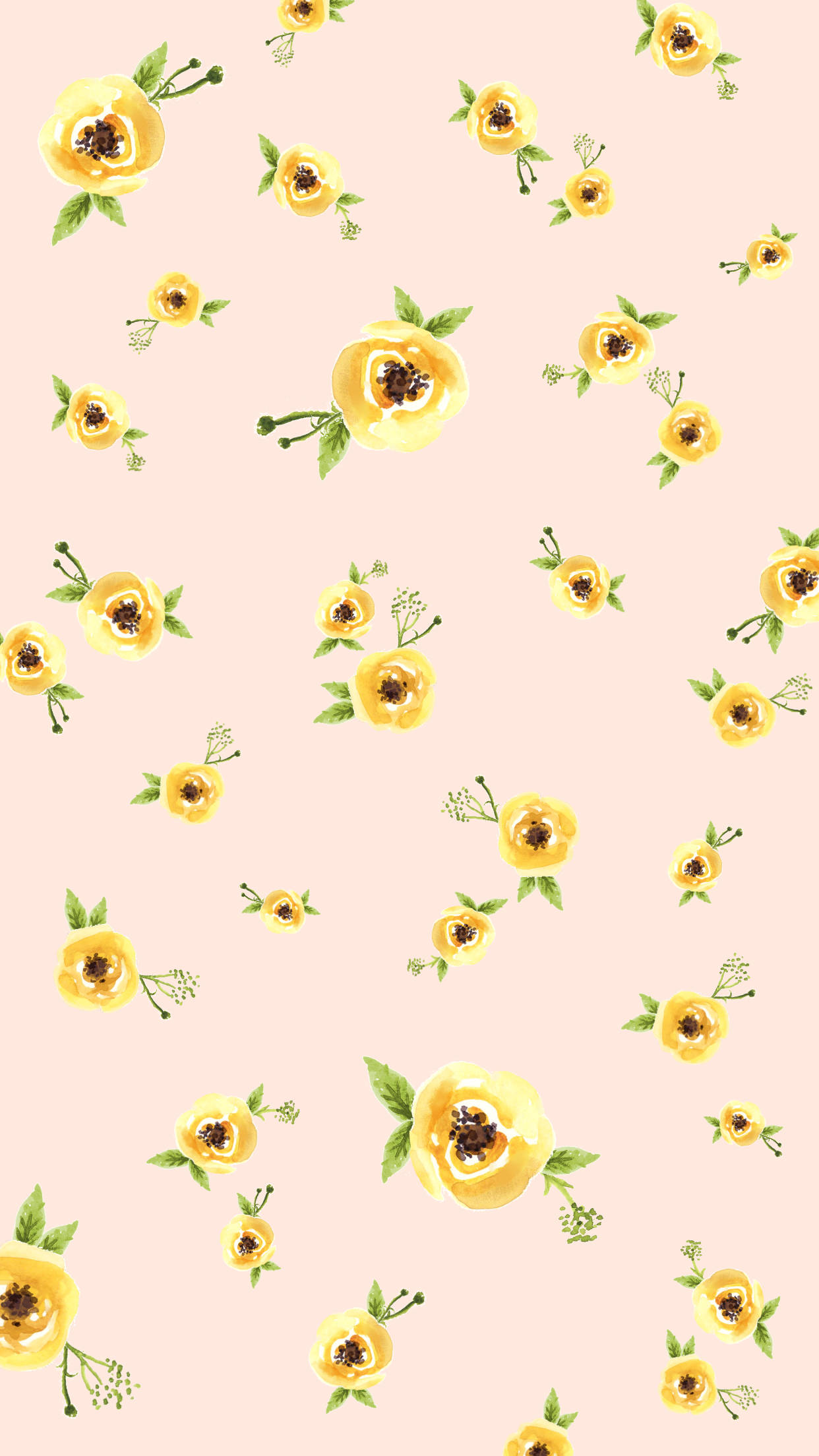 Oulike Lente Geel Blompatroon Muurpapier