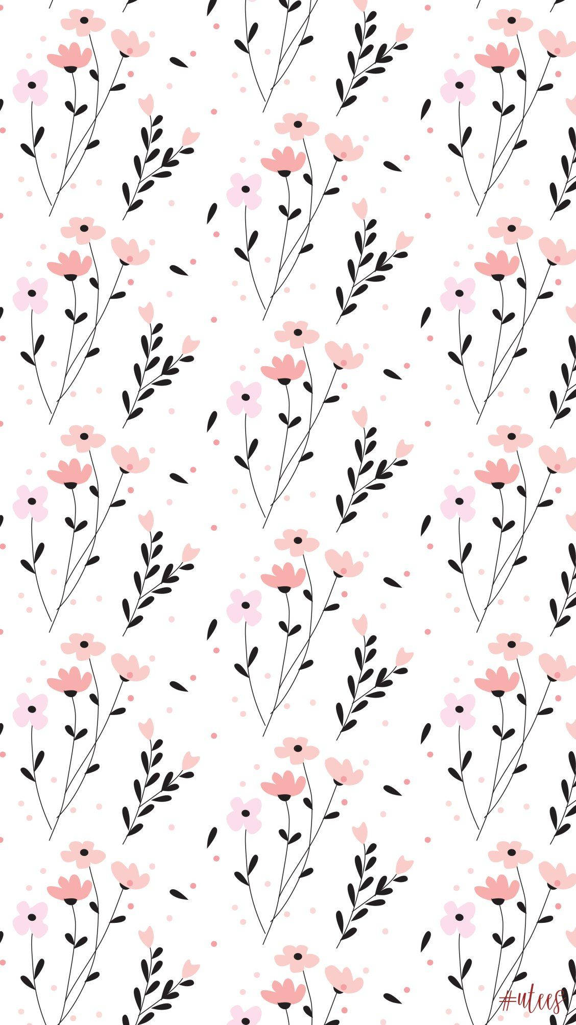 Oulike Lente Pienk Blompatroon Muurpapier