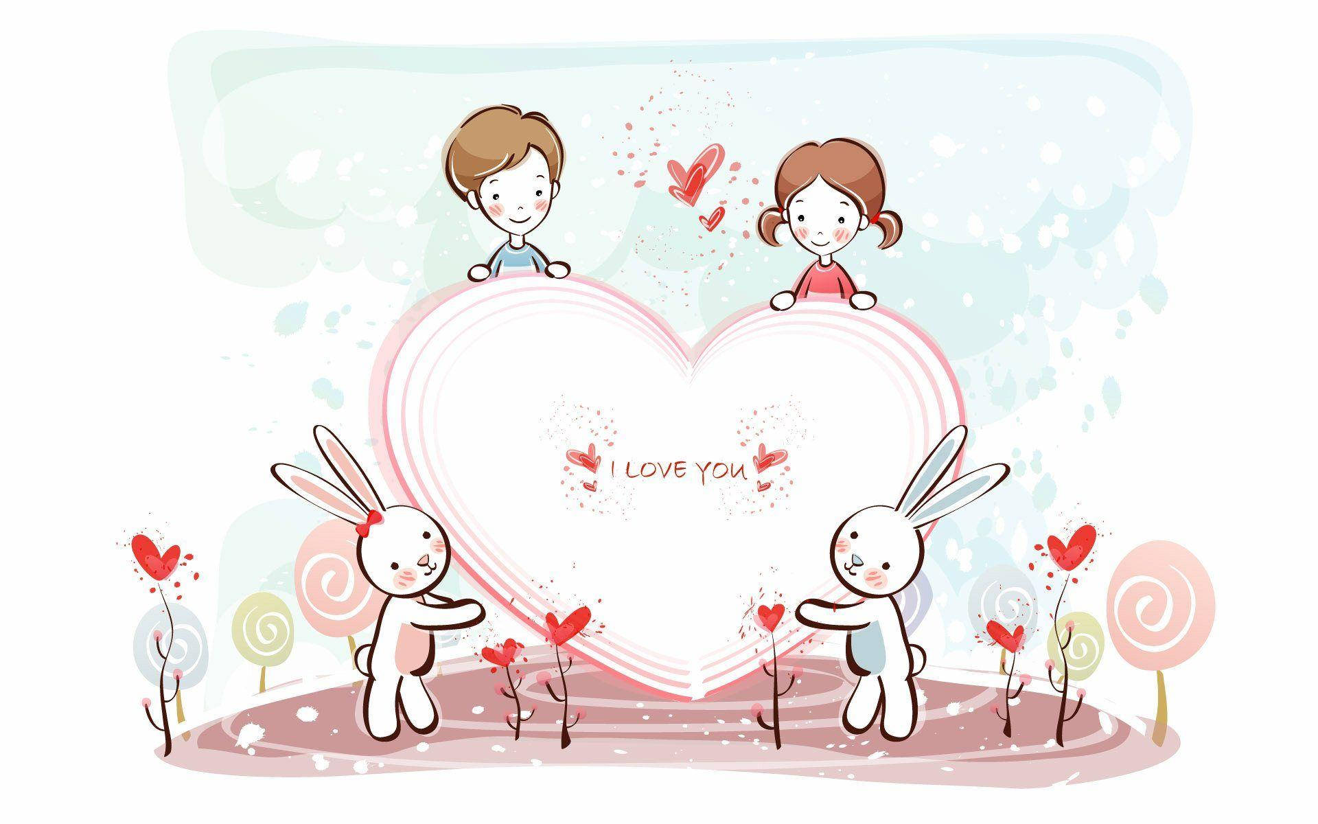 Oulike Liefdehasies en Kinders Muurpapier