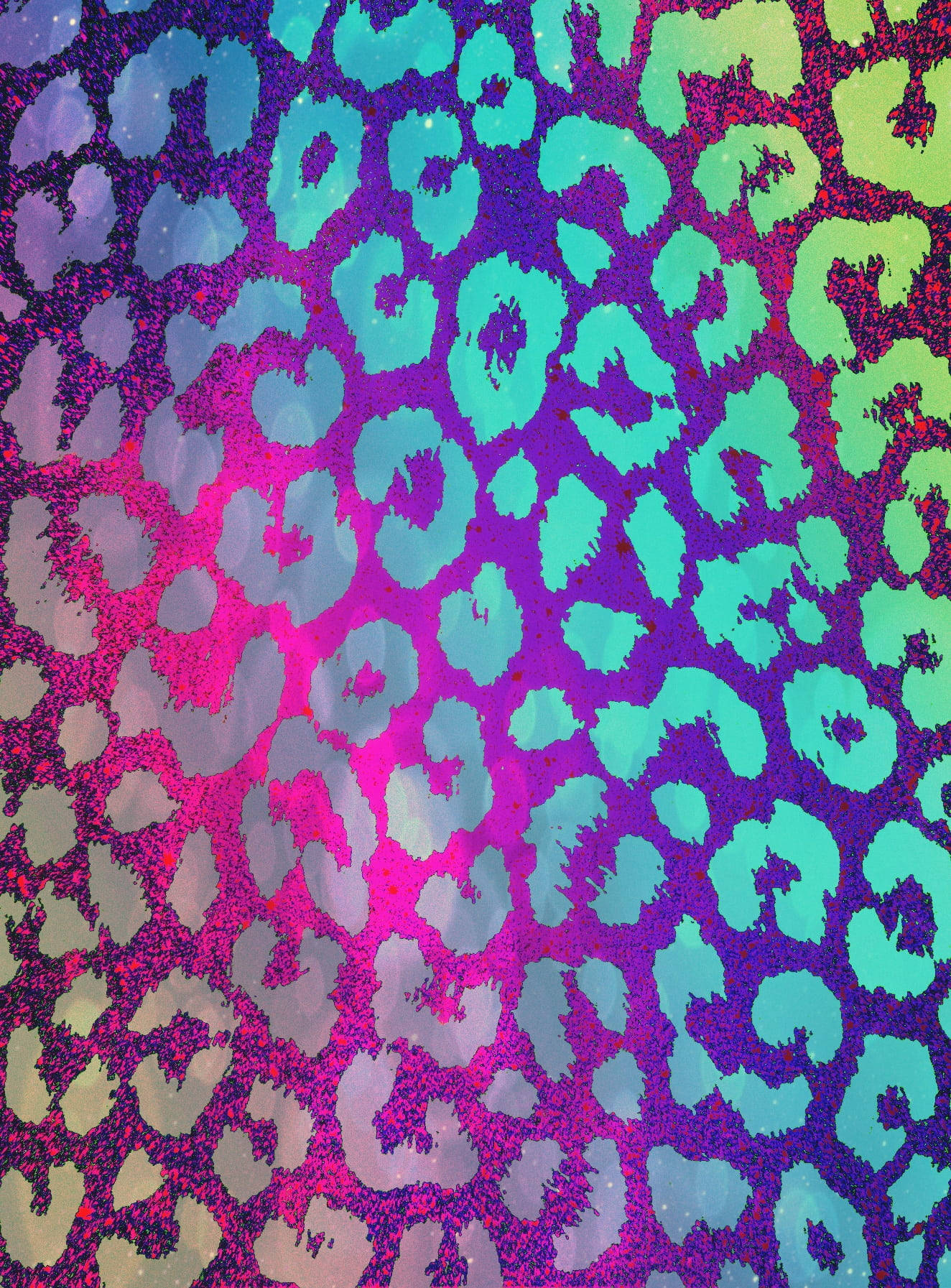 Oulike Luiperdpatroon in Neonkleure Muurpapier