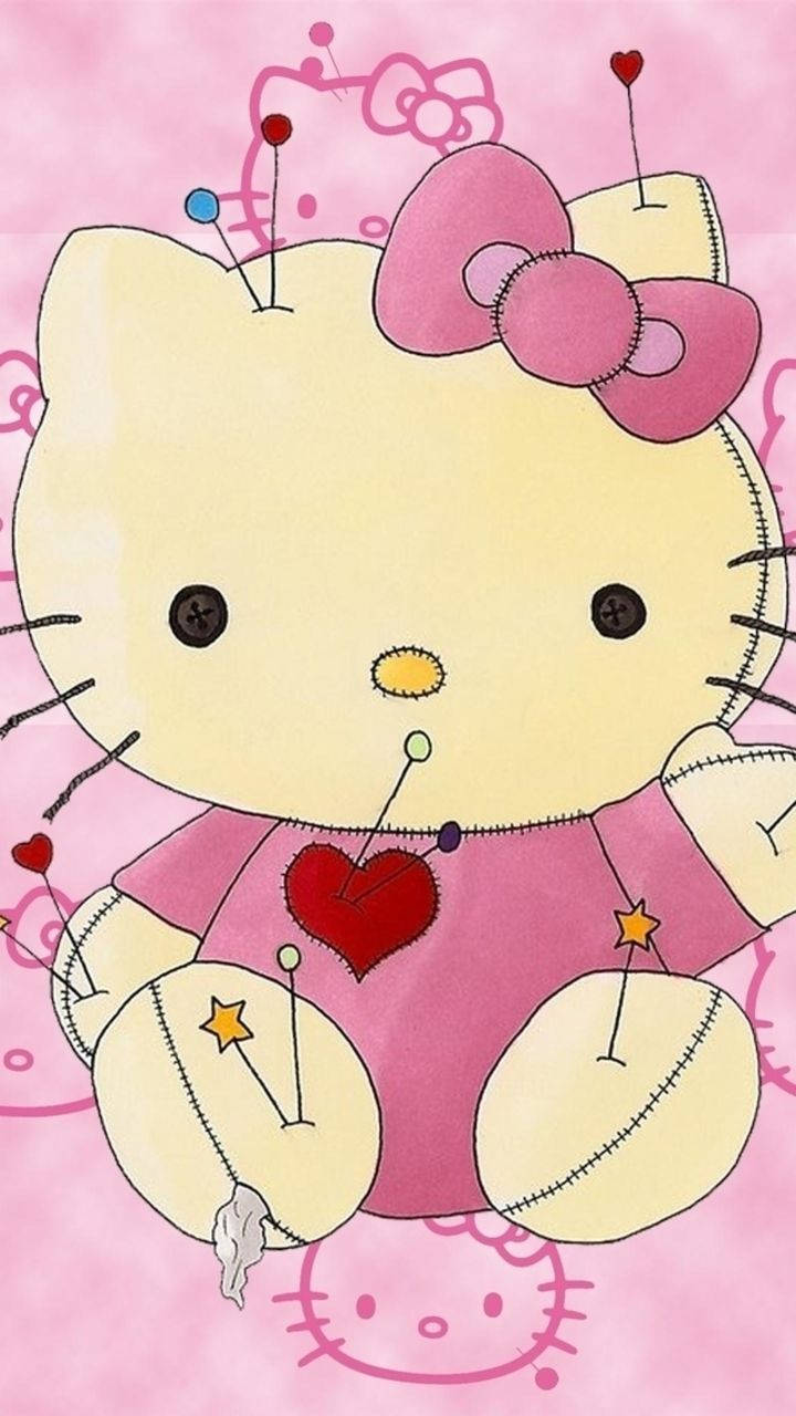 Oulike Meisiesagtige Hello Kitty Speld Muurpapier