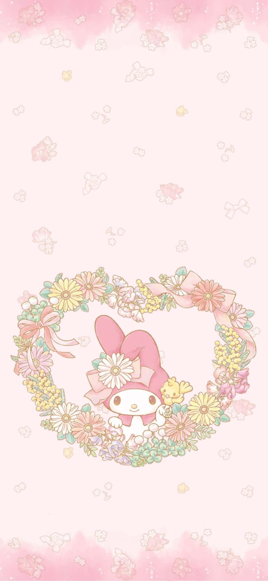 Oulike My Melody In Blommige Hartraam Muurpapier