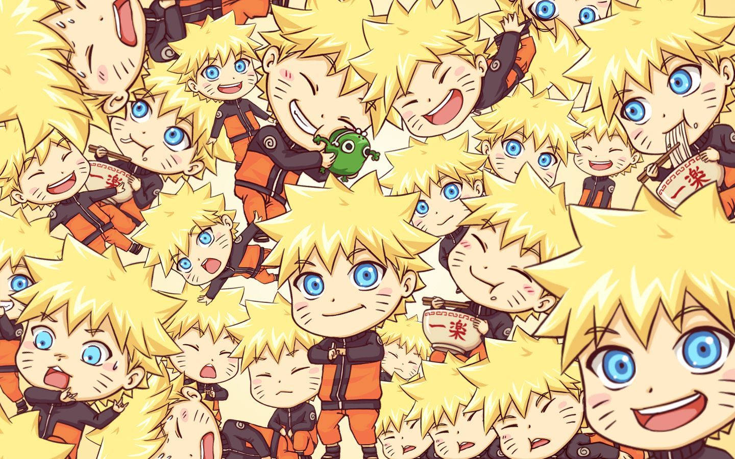 Oulike Naruto Chibi Gesig Collage Muurpapier