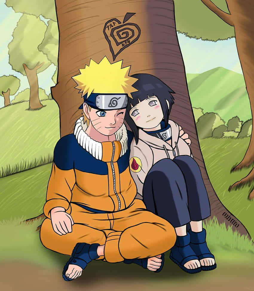 Oulike Naruto en Hinata op 'n Parkdatum Muurpapier