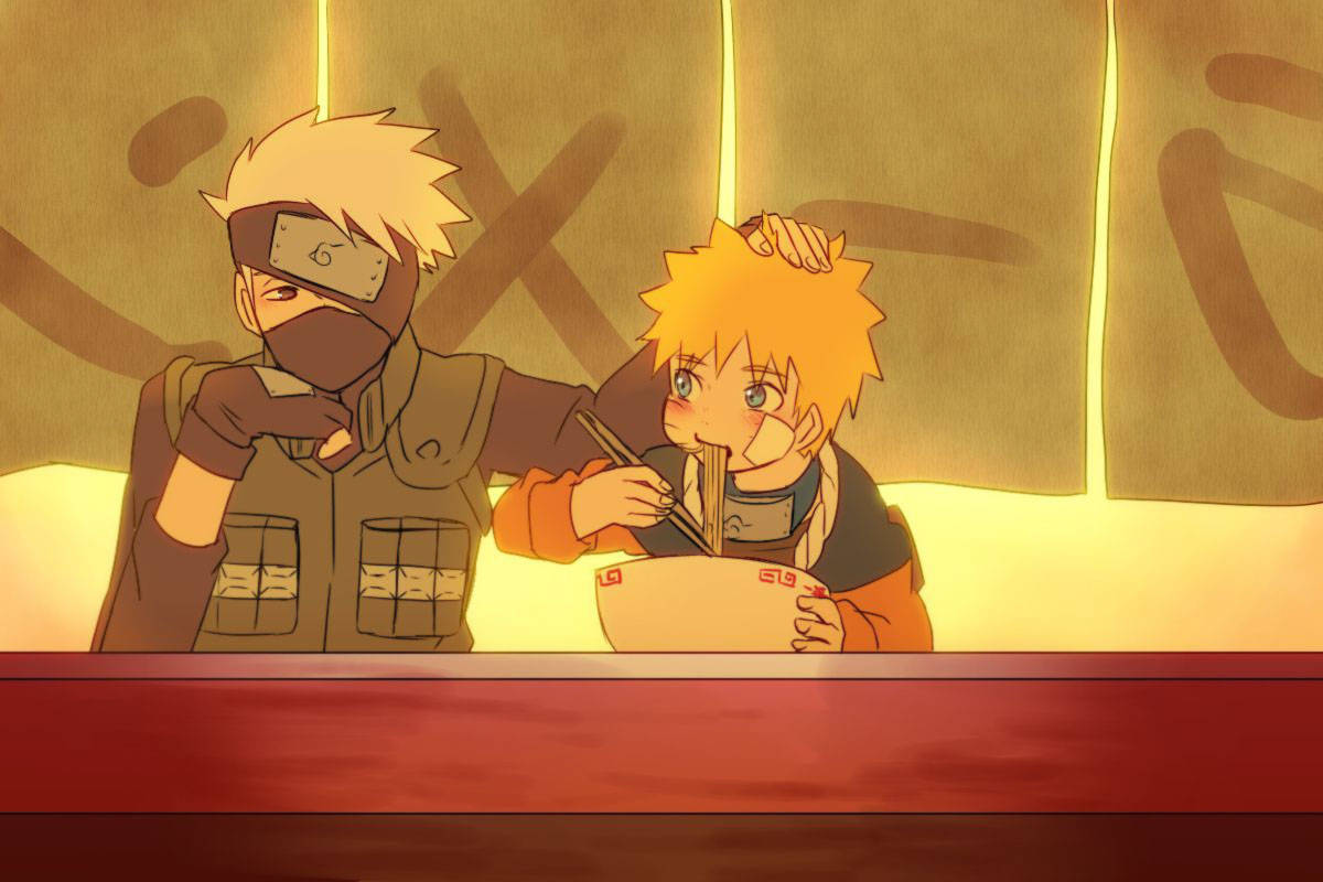 Oulike Naruto en Kakashi Ramen Winkel Muurpapier