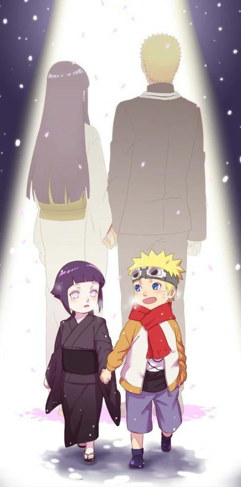 Oulike Naruto en Hinata Baba- en Volwasse Weergawe Muurpapier