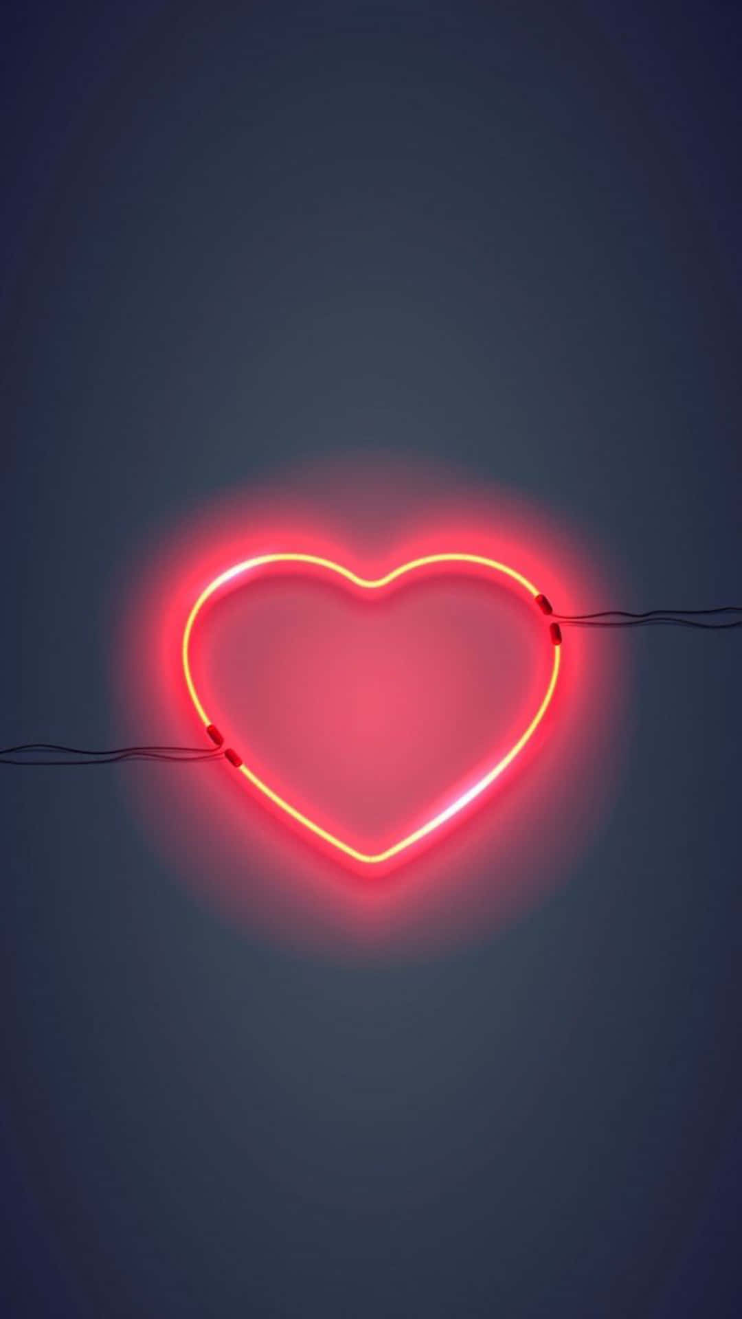 Oulike Neonpienk Hart Met Toutjies Muurpapier
