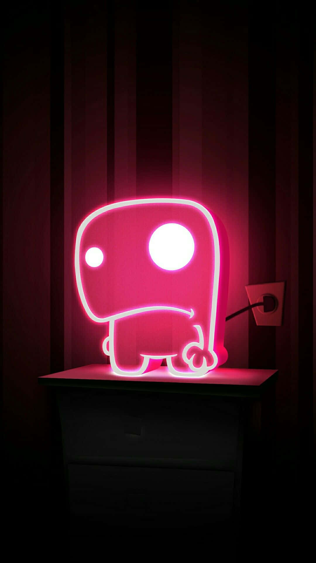 Oulike Neonpienk Monsterlamp Muurpapier