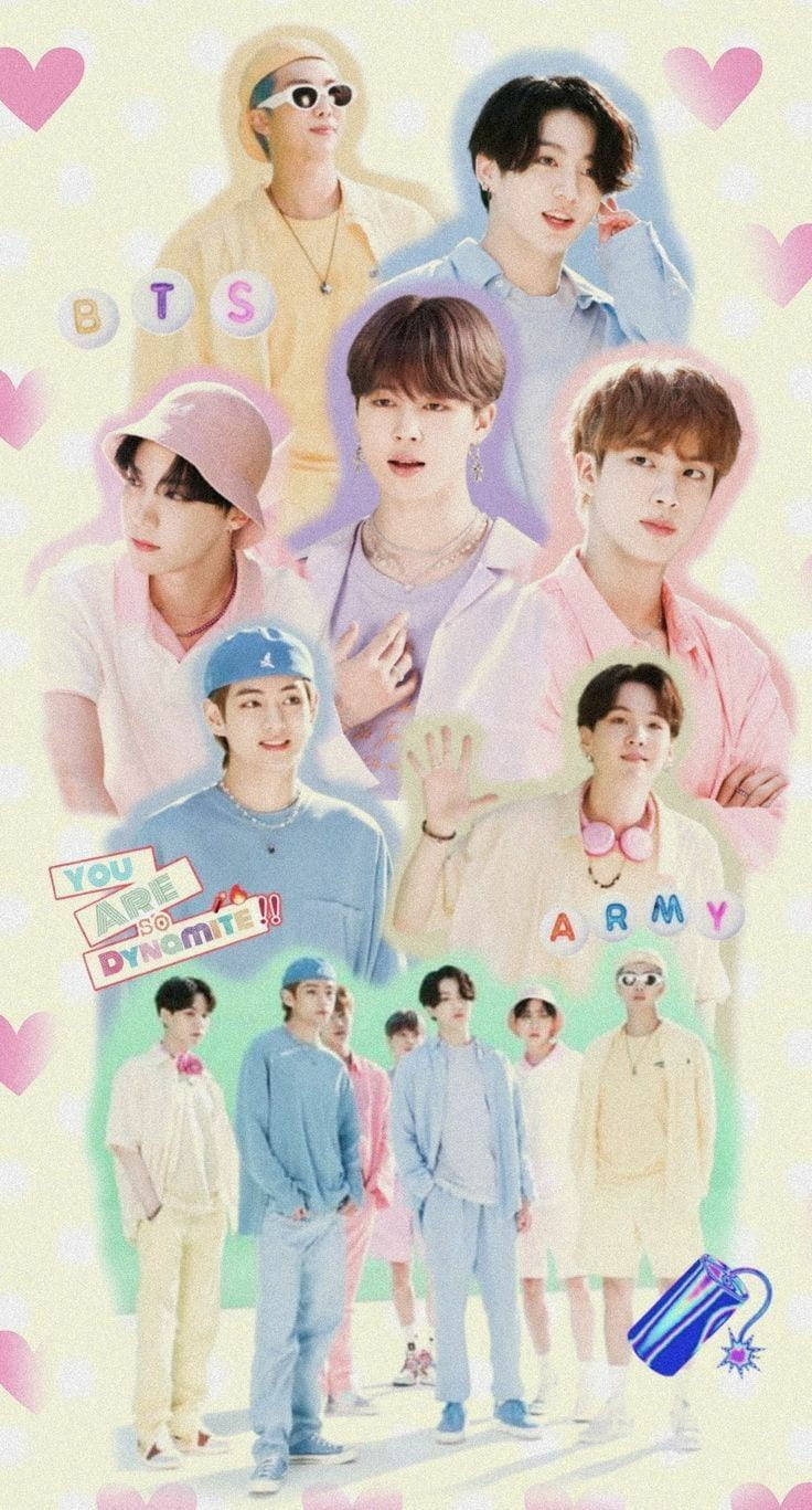 Oulike Pastel Estetiese BTS Dynamite Muurpapier