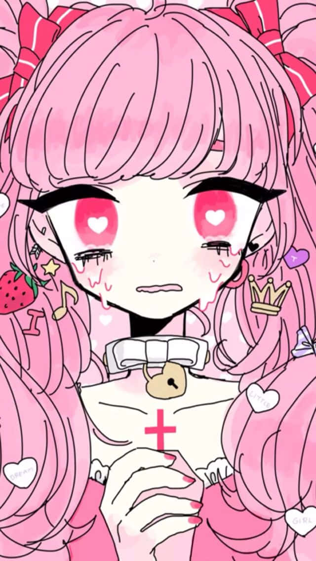 Oulike Pastel Gotiese Anime Meisie Bid Muurpapier