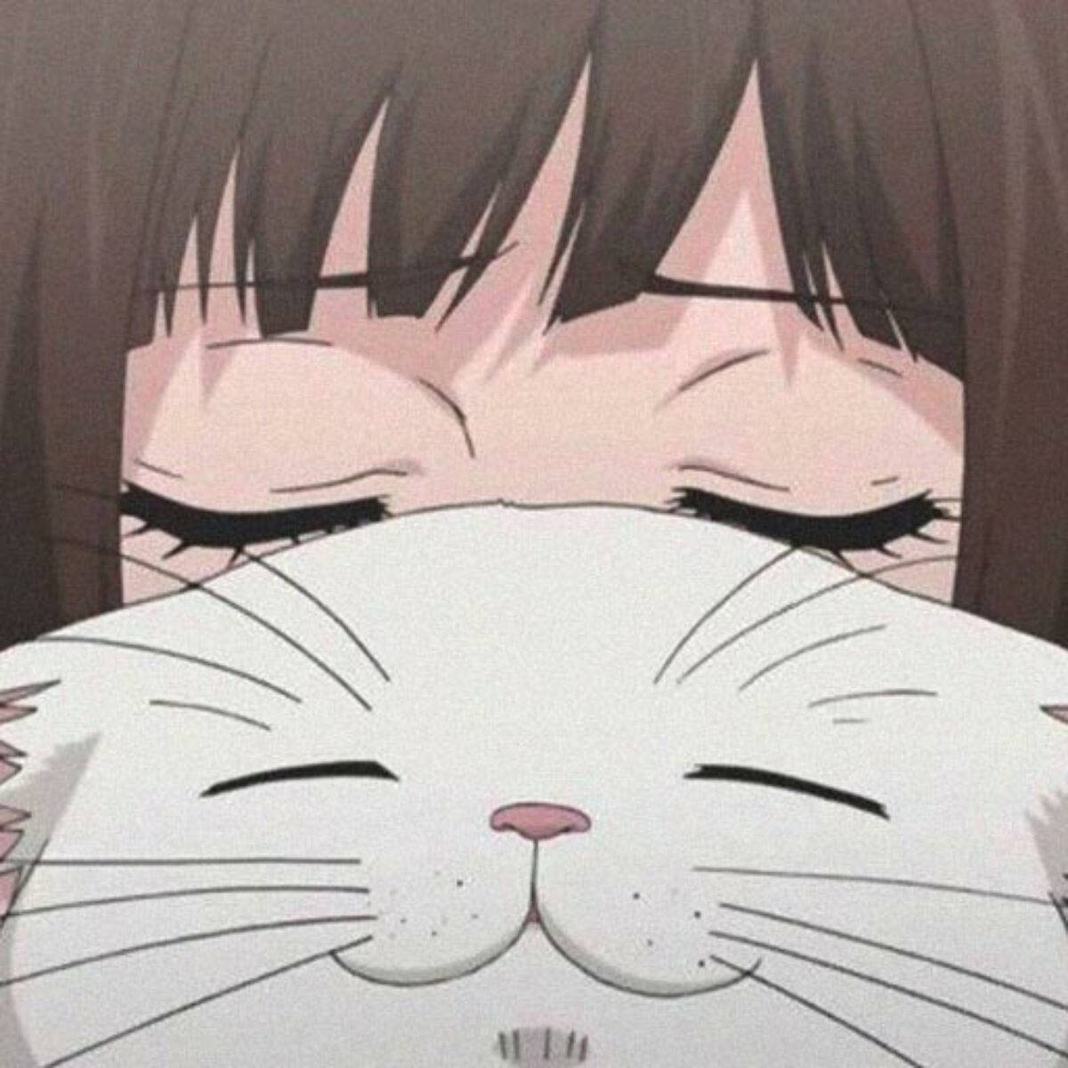Oulike PFP-kat met anime-meisie Muurpapier