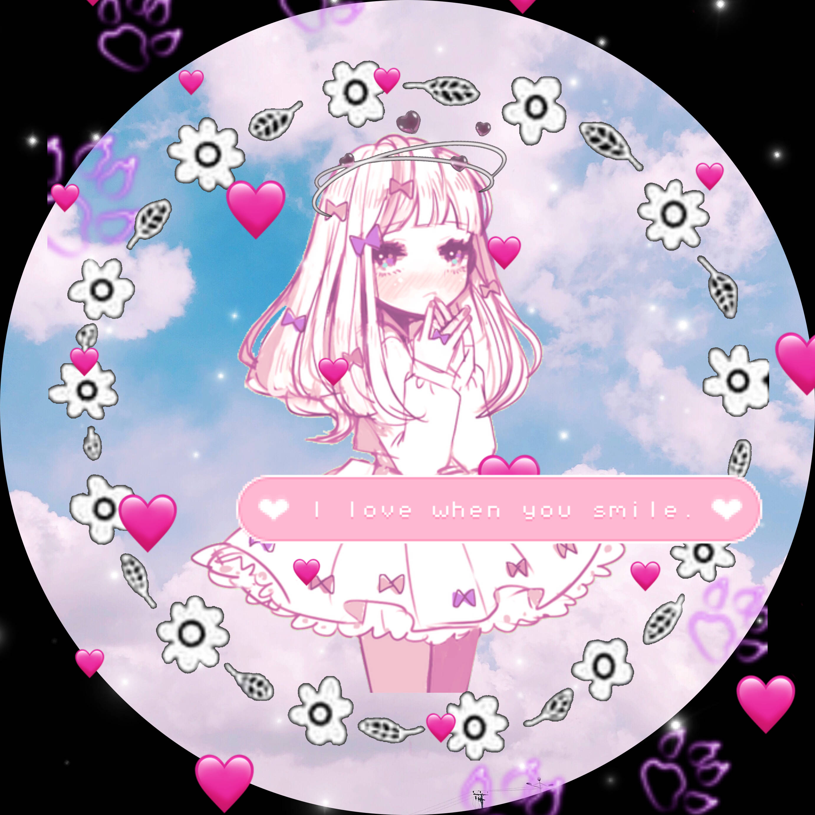 Oulike PFP Met Blomme Anime Meisie Muurpapier
