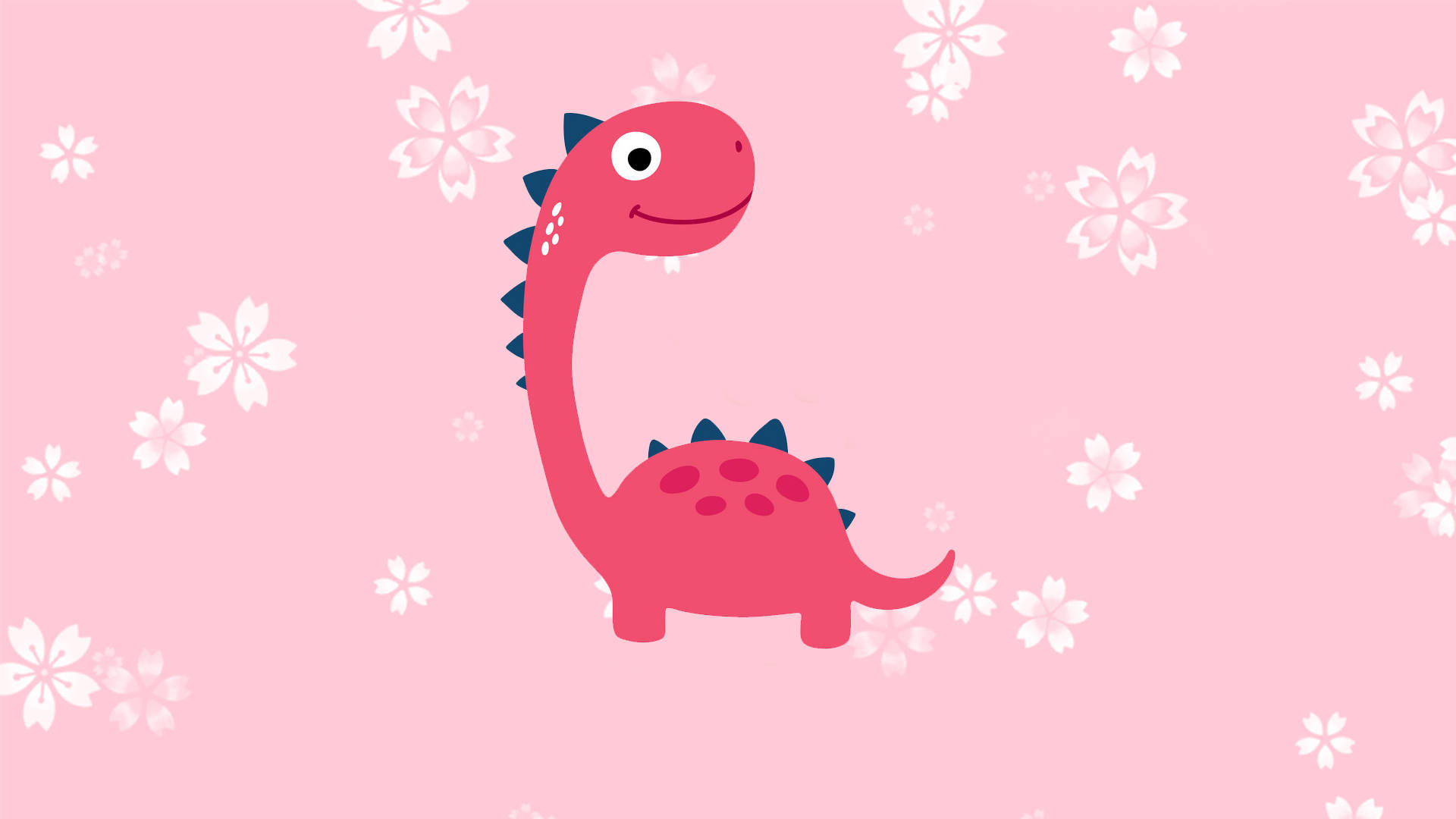 Oulike Pienk Dinosourus Blommetjie Brachiosaurus Muurpapier
