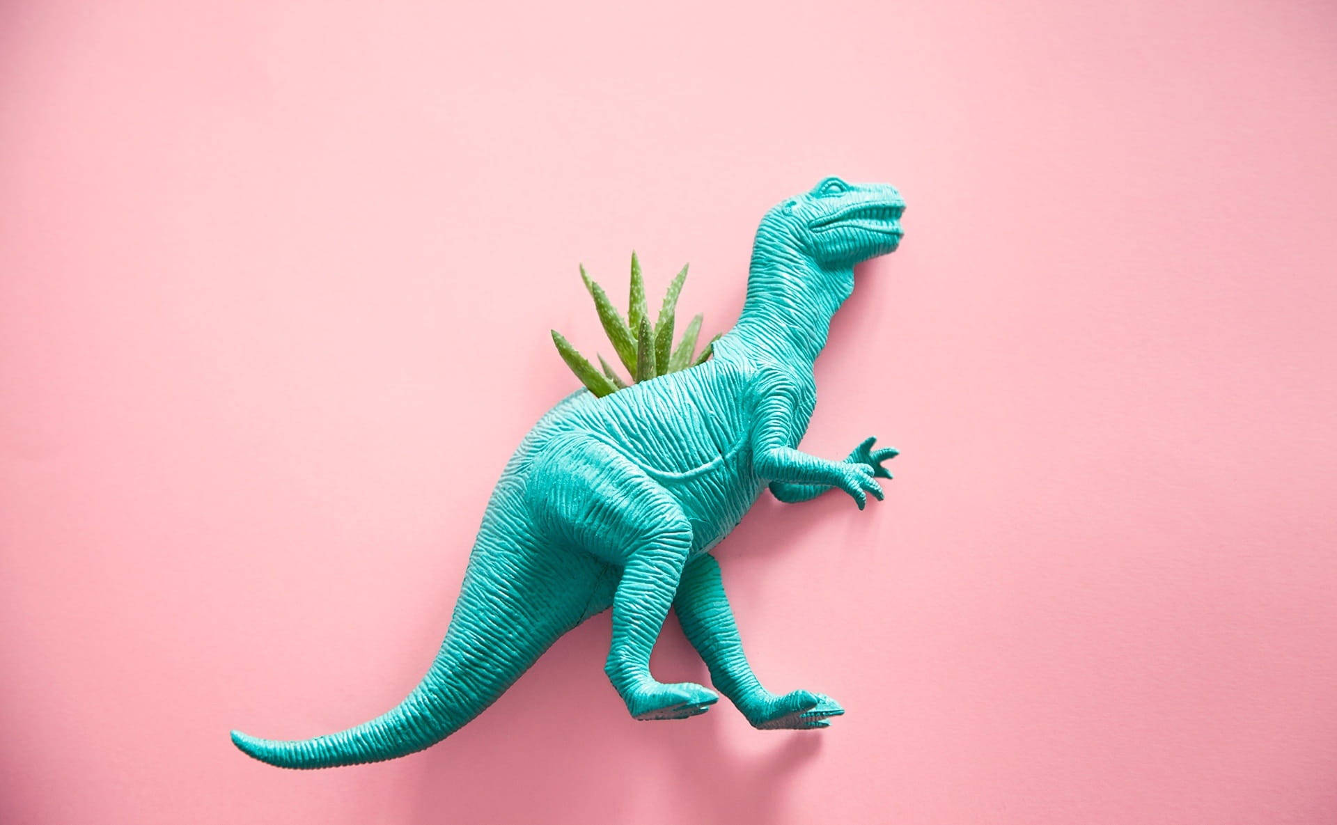 Oulike Pienk Dinosourus T-rex Plant Muurpapier