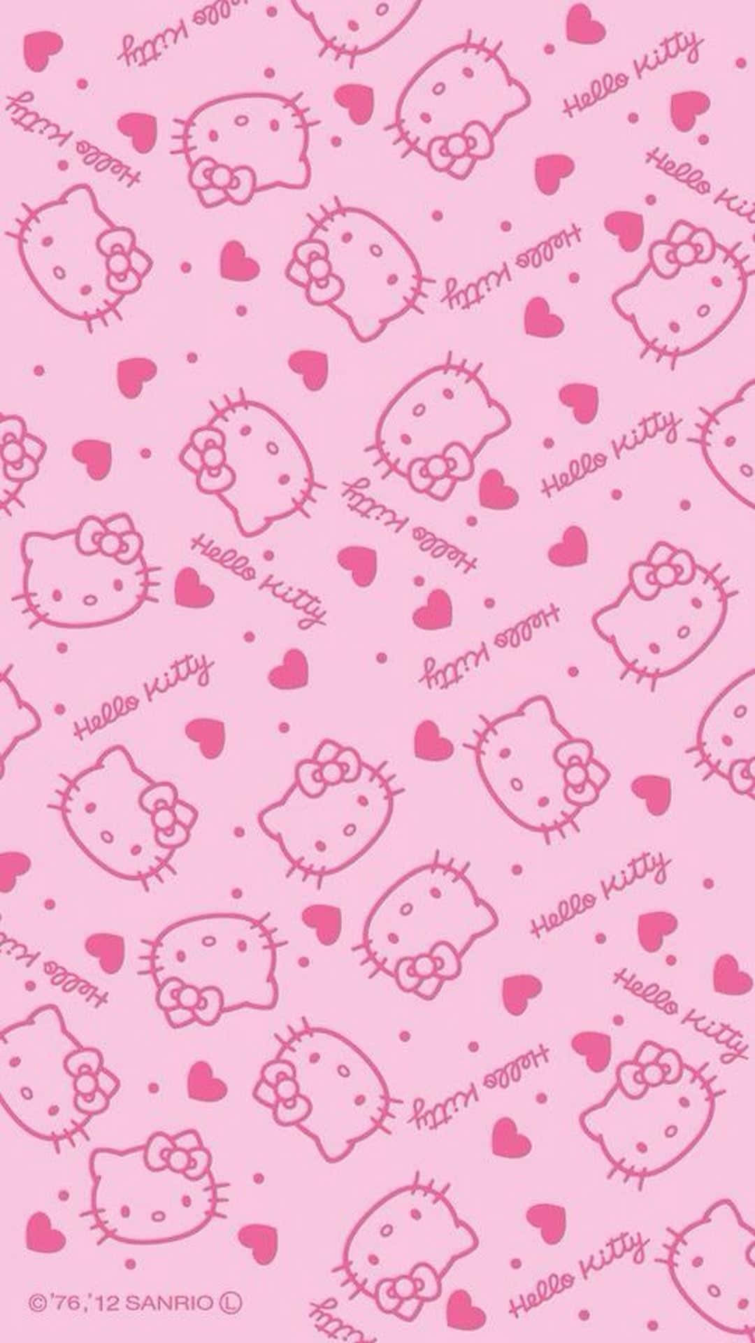Oulike Pienk Hello Kitty Hartjies Muurkuns — Hallo kitty GIF Muurpapier