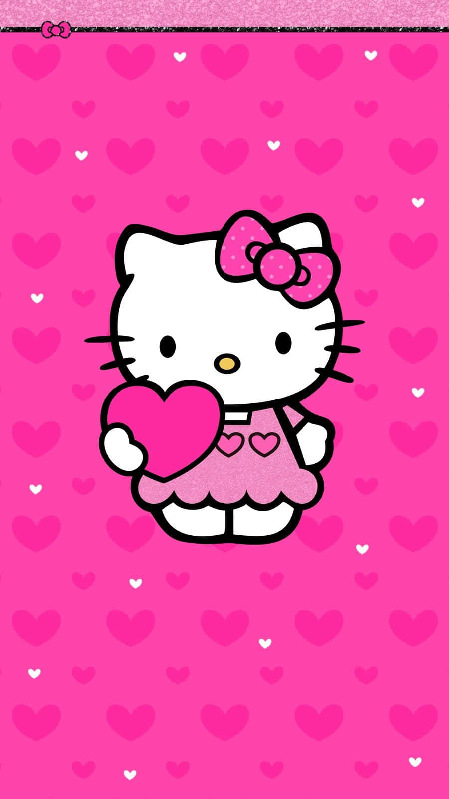 Oulike Pienk Hello Kitty Hartjies Muurpapier