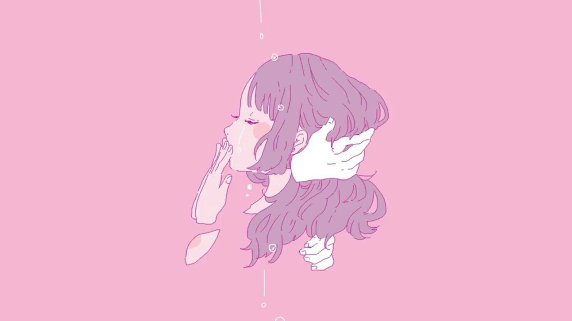 Oulike Pienk Kawaii Agtergrond Muurpapier
