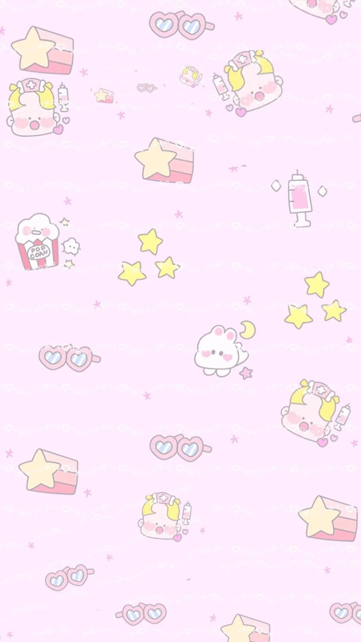 Oulike Pienk Kawaii-tema iPad Agtergrond Muurpapier