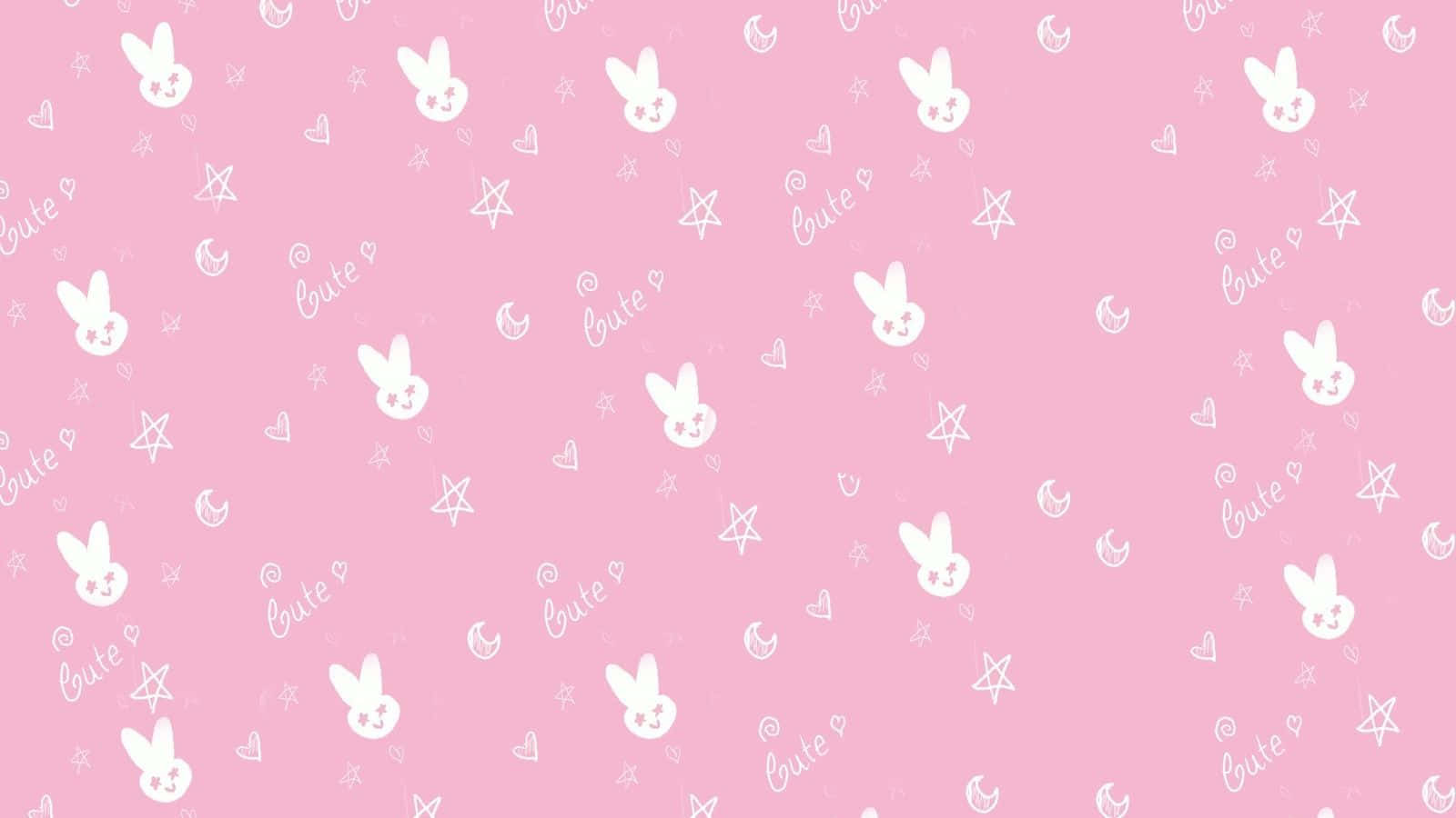 Oulike Pienk Kawaii Agtergrondillustrasie Muurpapier