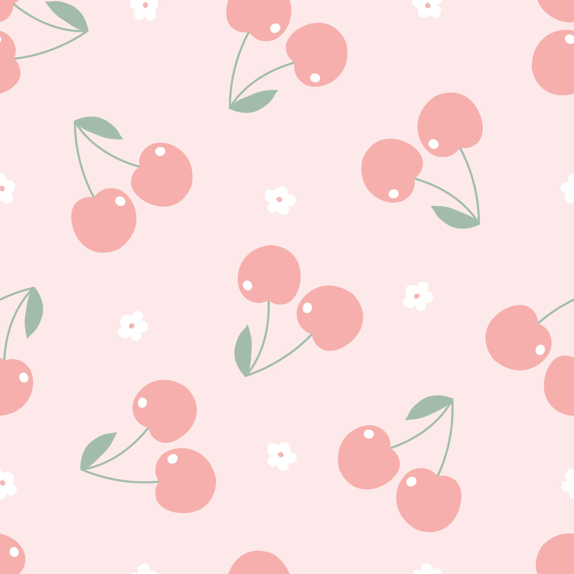 Oulike Pienk Kersies Met Klein Blommetjies Muurpapier