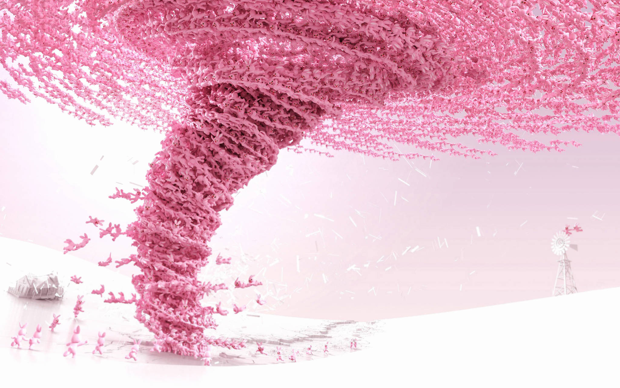 Oulike Pienk Konyne Tornado Muurpapier