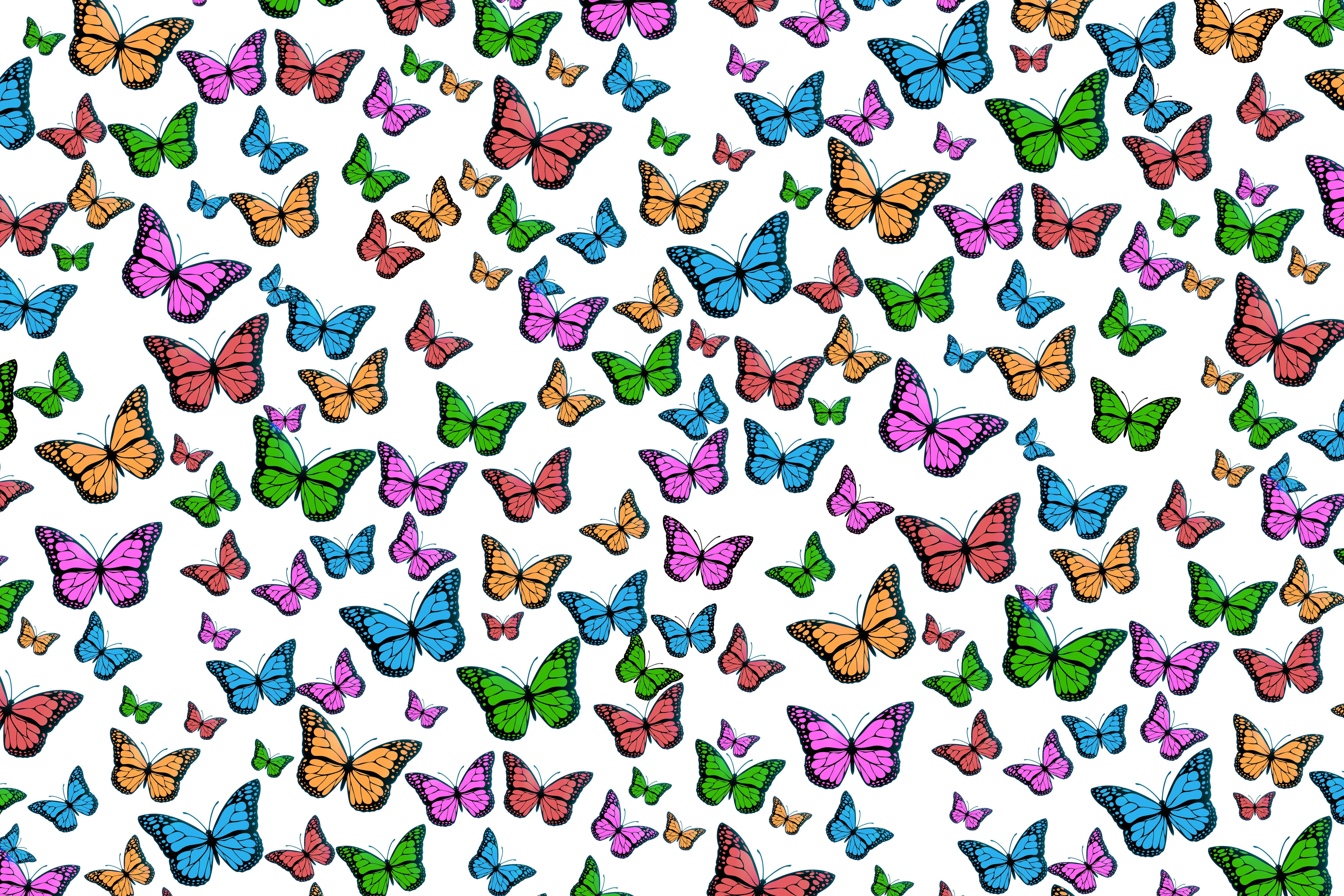 Oulike Pienk Skoenlapper-kaleidoskoop Met Ander Skoenlappers Muurpapier