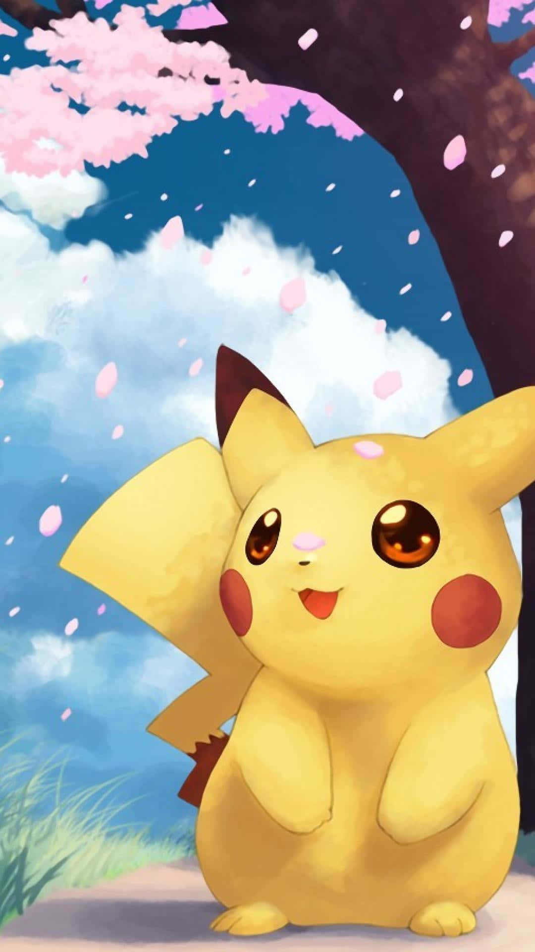Oulike Pikachu Sit Op 'N Stomp Muurpapier