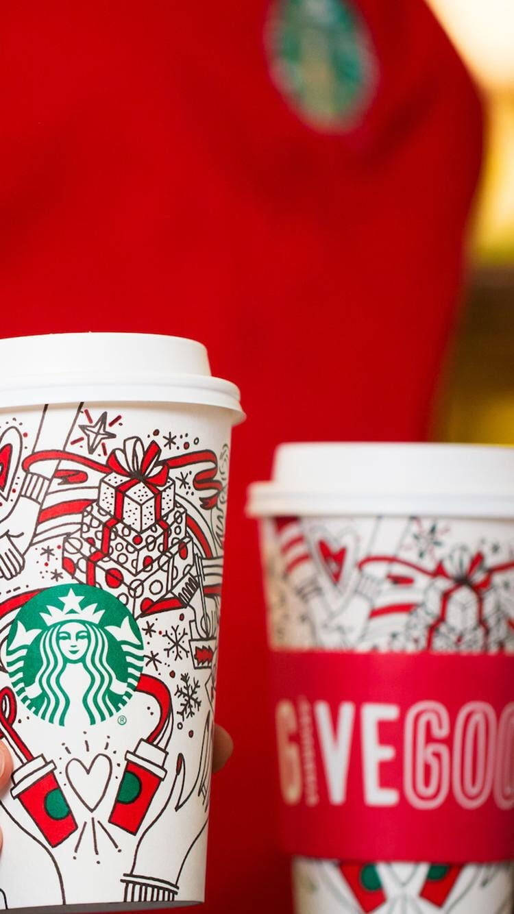 Oulike Starbucks-koppies Kersfees-uitgawe Muurpapier