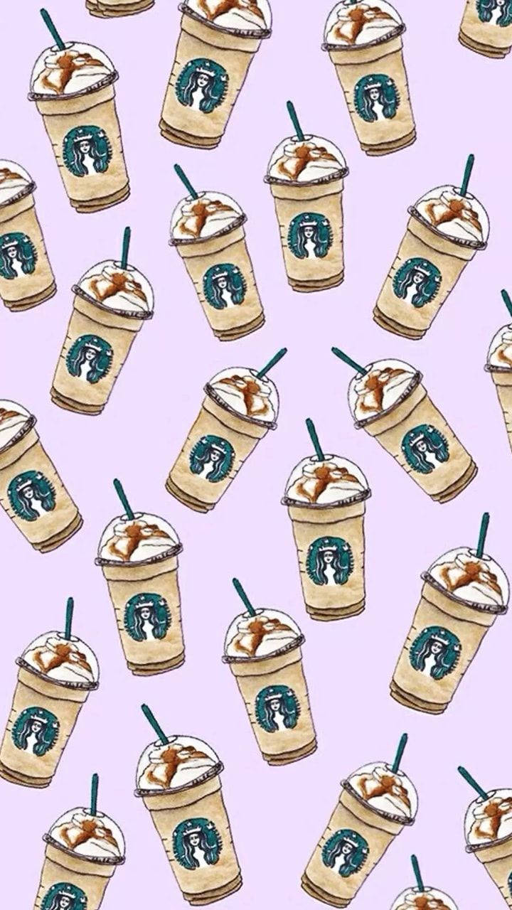 Oulike Starbucks Karmelkoeldrankpatroon Muurpapier