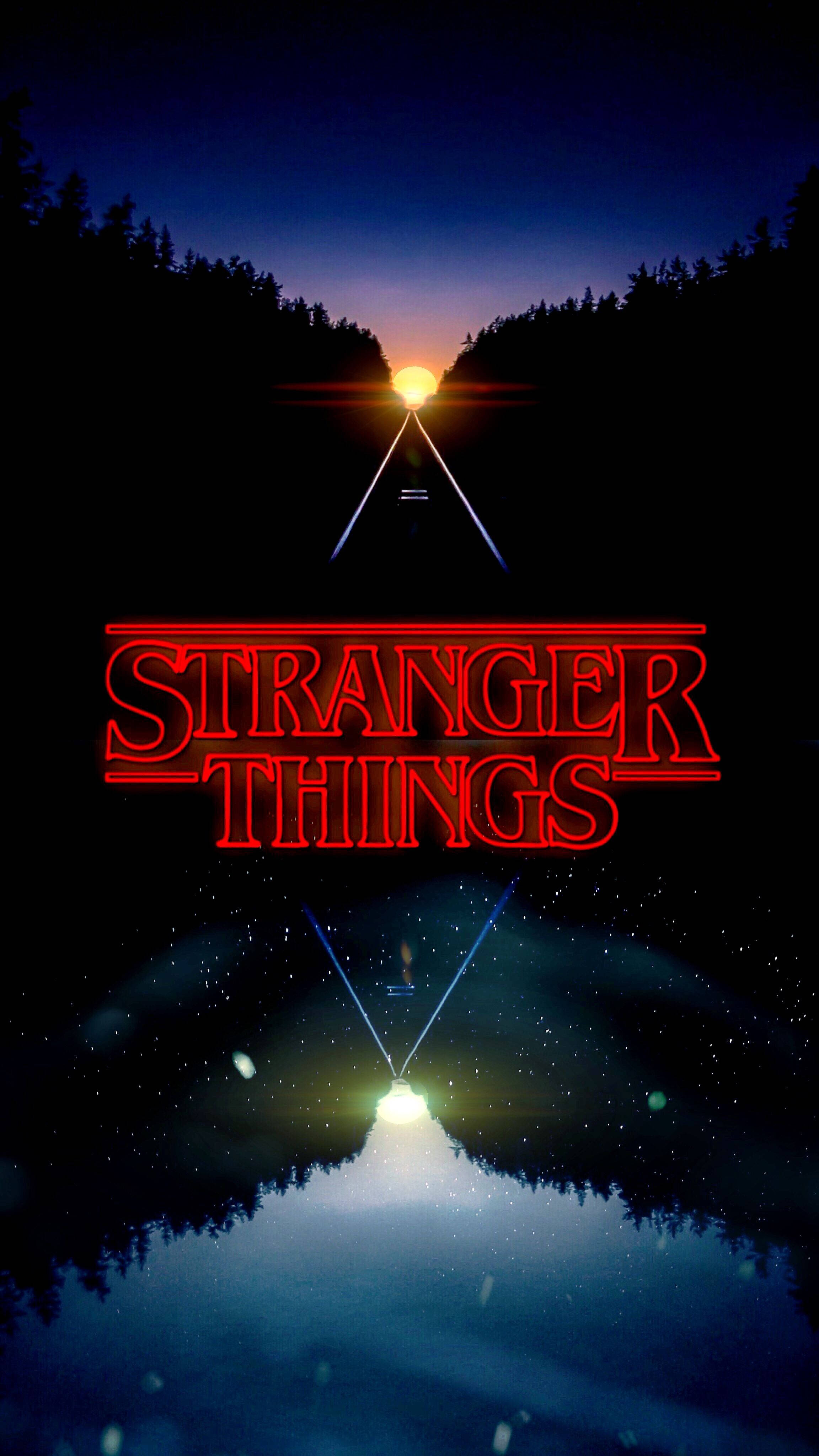 Oulike Stranger Things Donker Woud Silhoeët Muurpapier
