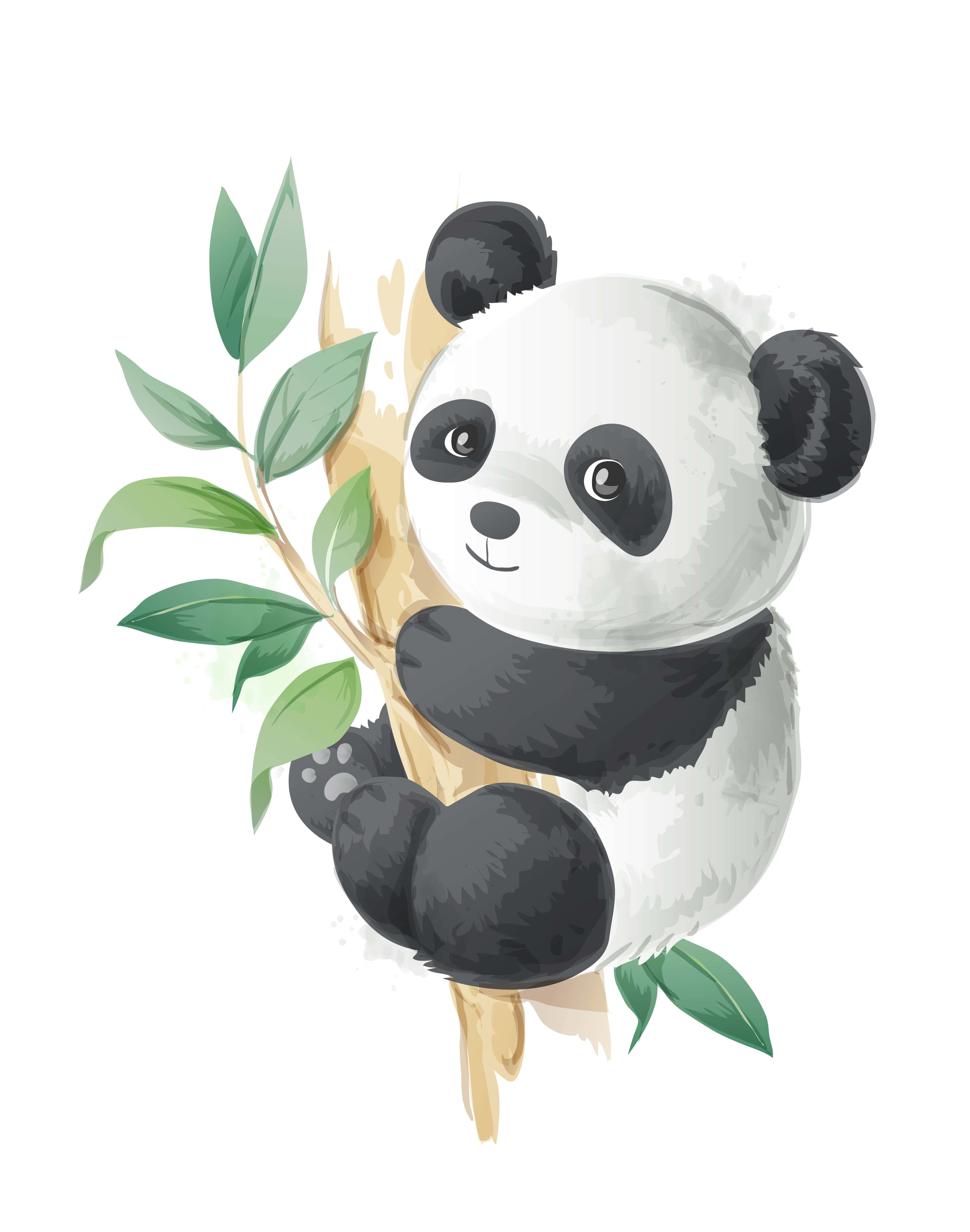 Oulike Strokiesprentpanda op Boomtak Muurpapier