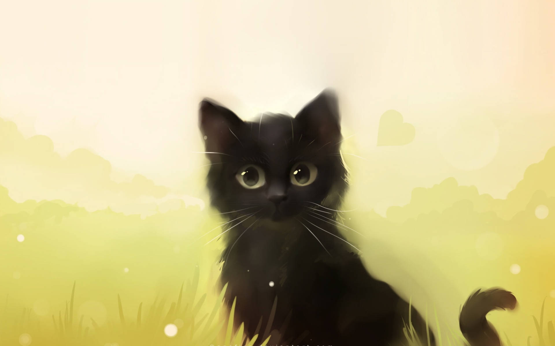 Oulike swart kat pasteltekening Muurpapier