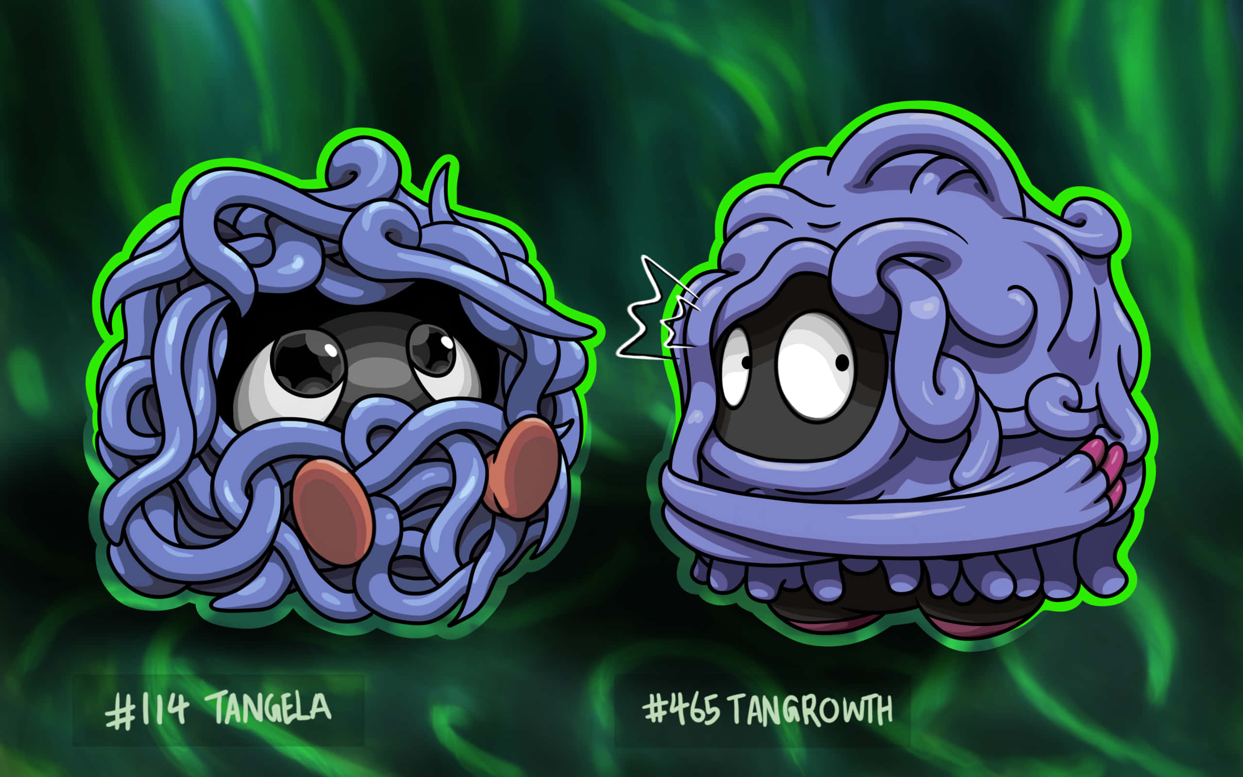 Oulike Tangela en Tangrowth Kuns Muurpapier