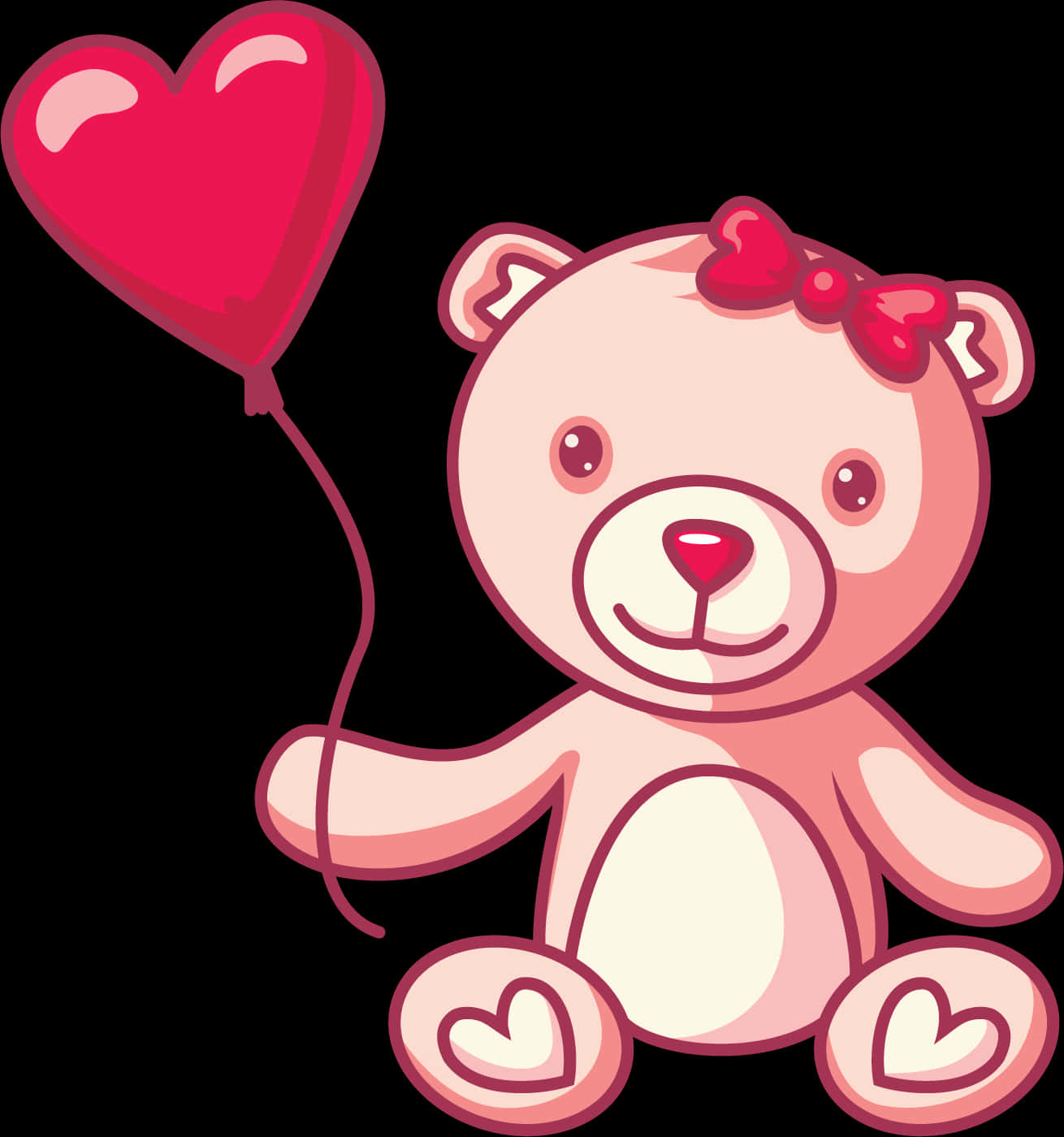 Oulike Teddybeer met Hartballon Muurpapier
