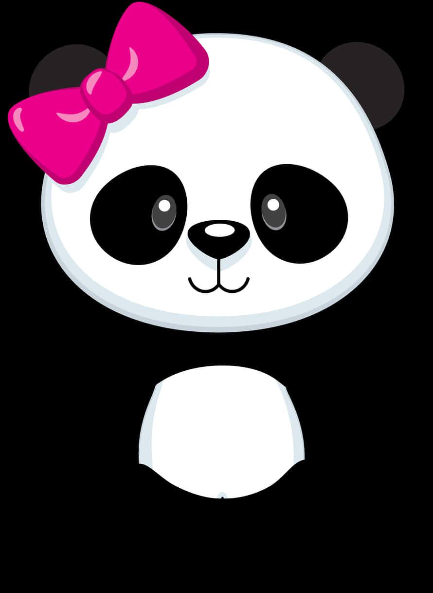 Oulike Tekening Panda met Pienk Strikkie Muurpapier