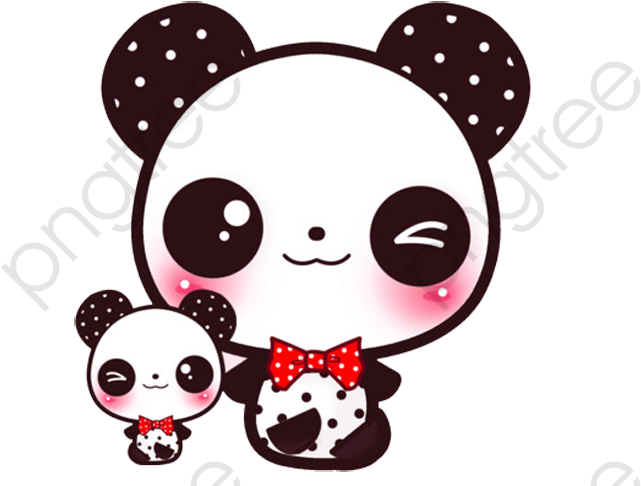 Oulike_ Tekenpanda_ Familie Muurpapier