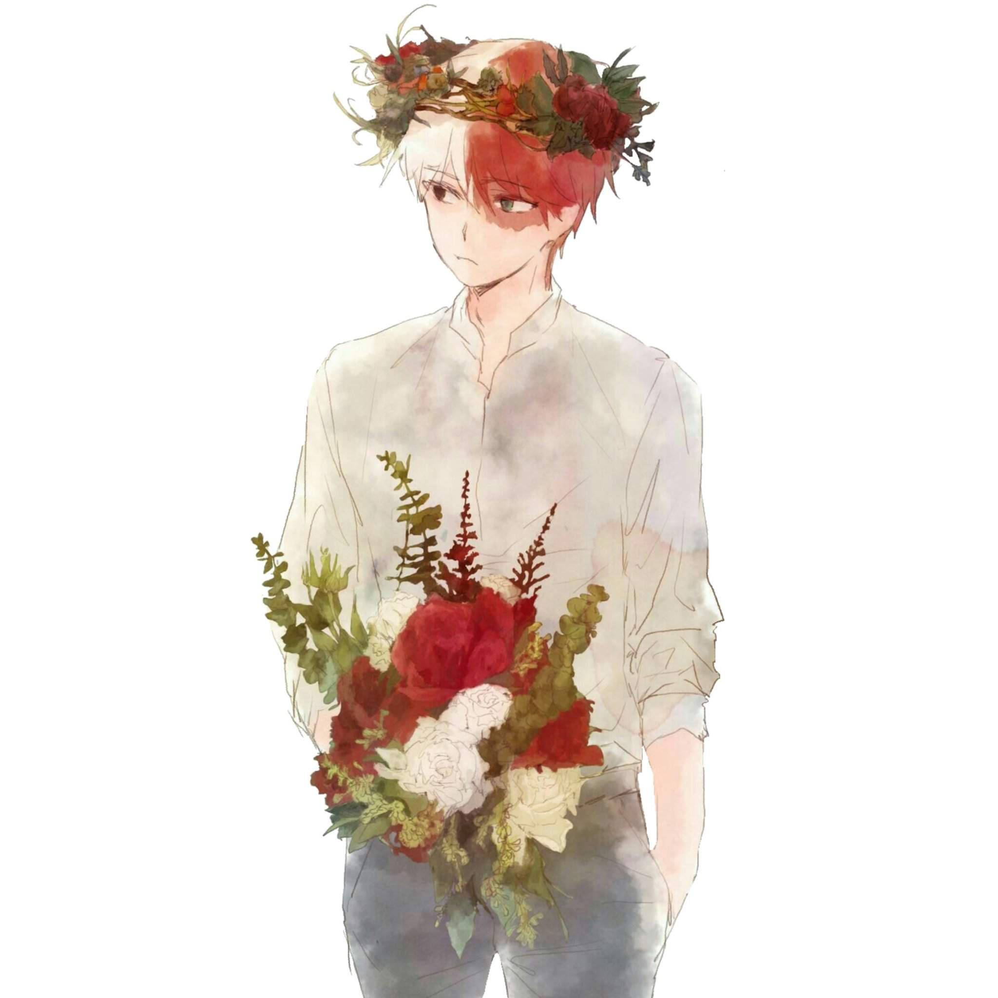 Oulike Todoroki Met Blomme Muurpapier