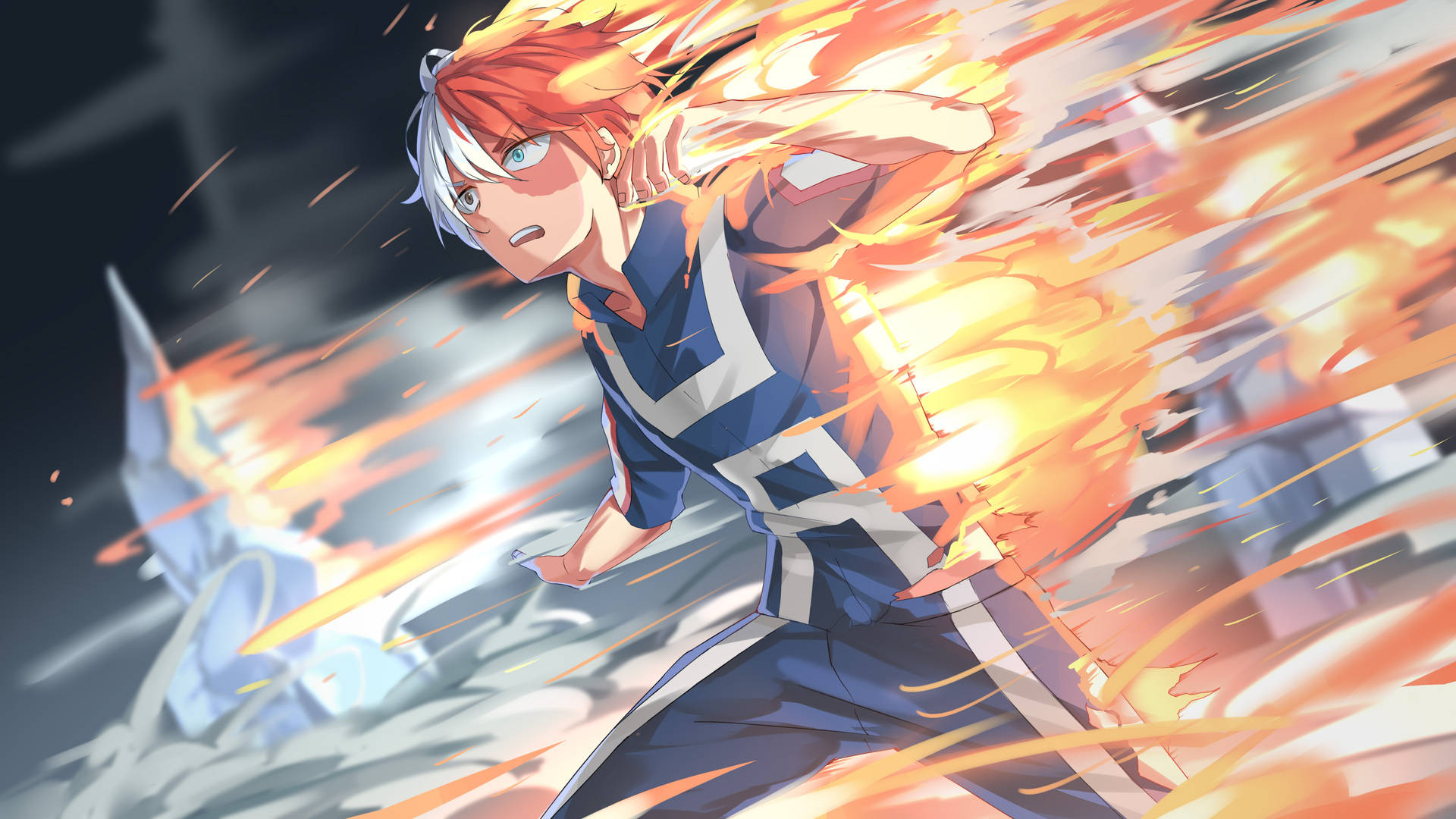 Oulike Todoroki Vurige Kuns Muurpapier