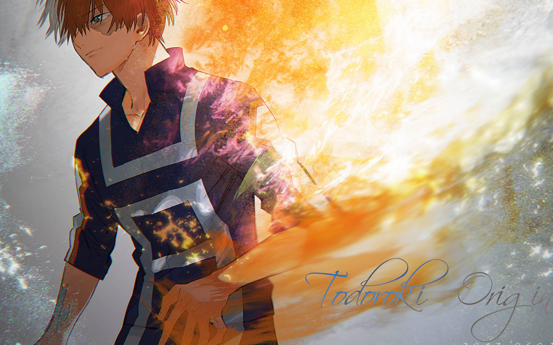 Oulike Todoroki Half-Warm Half-Koue Kuns Muurpapier