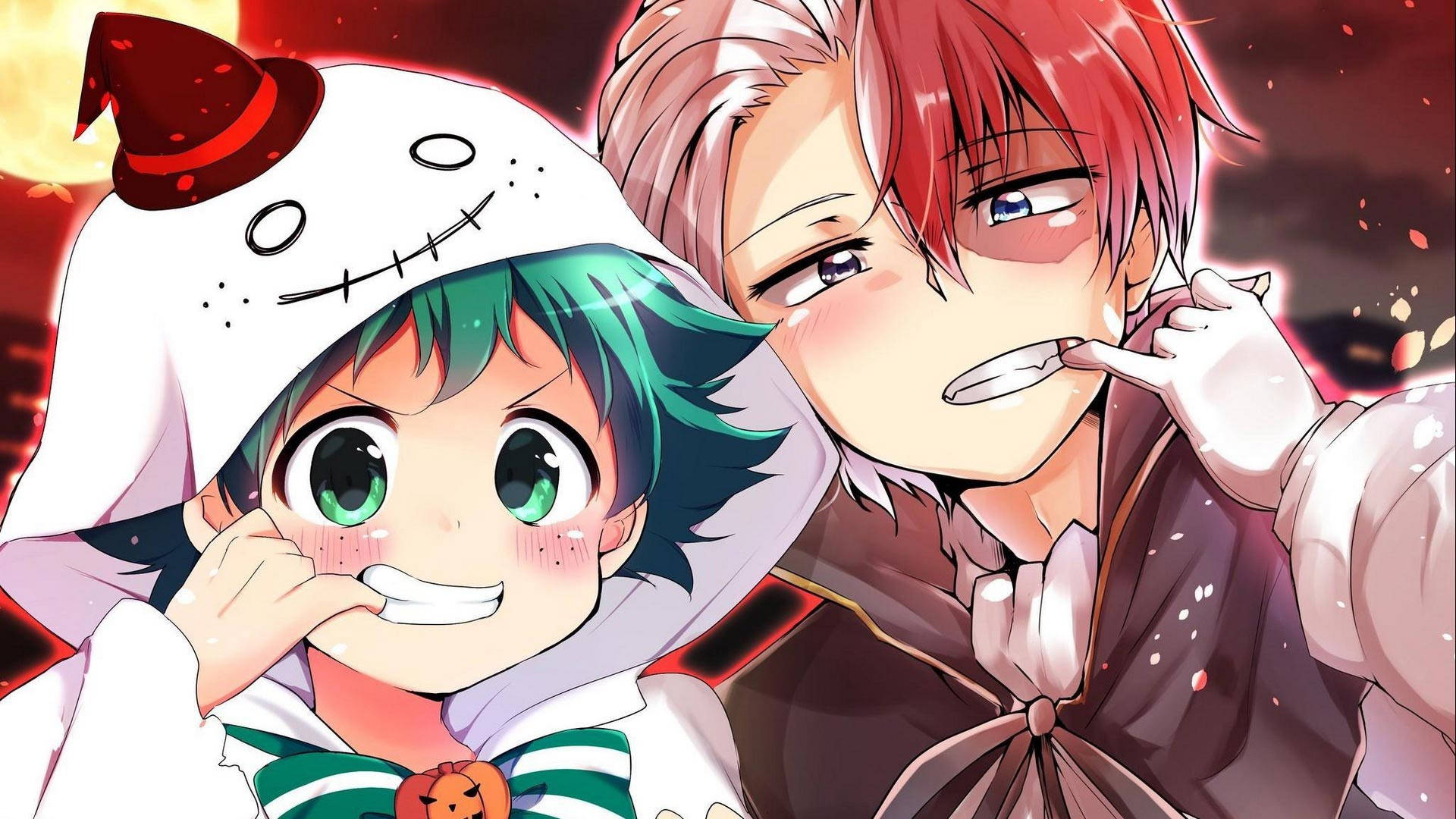 Oulike Todoroki met Jong Midoriya Muurpapier