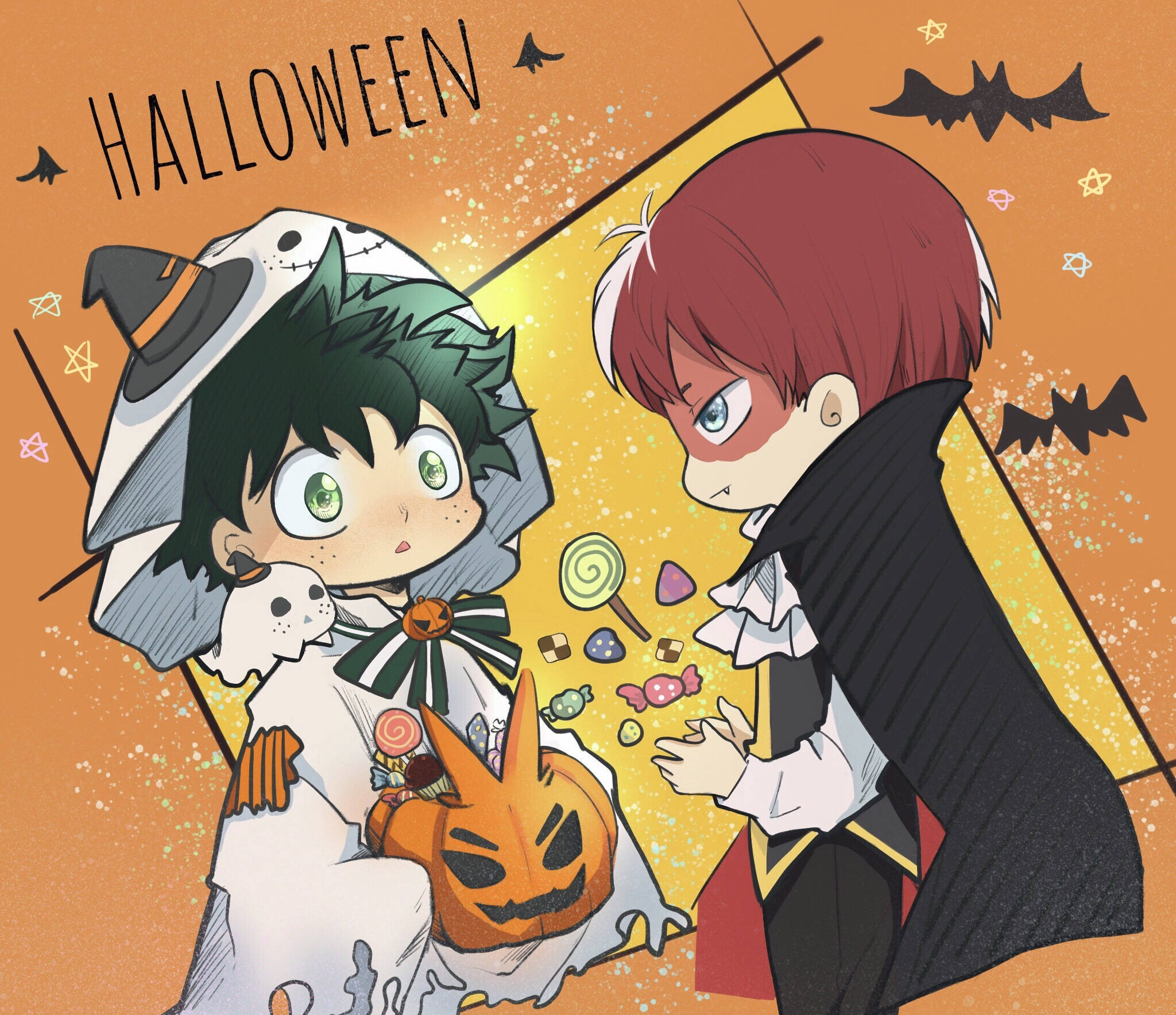 Oulike Todoroki en Midoriya Halloween Muurpapier